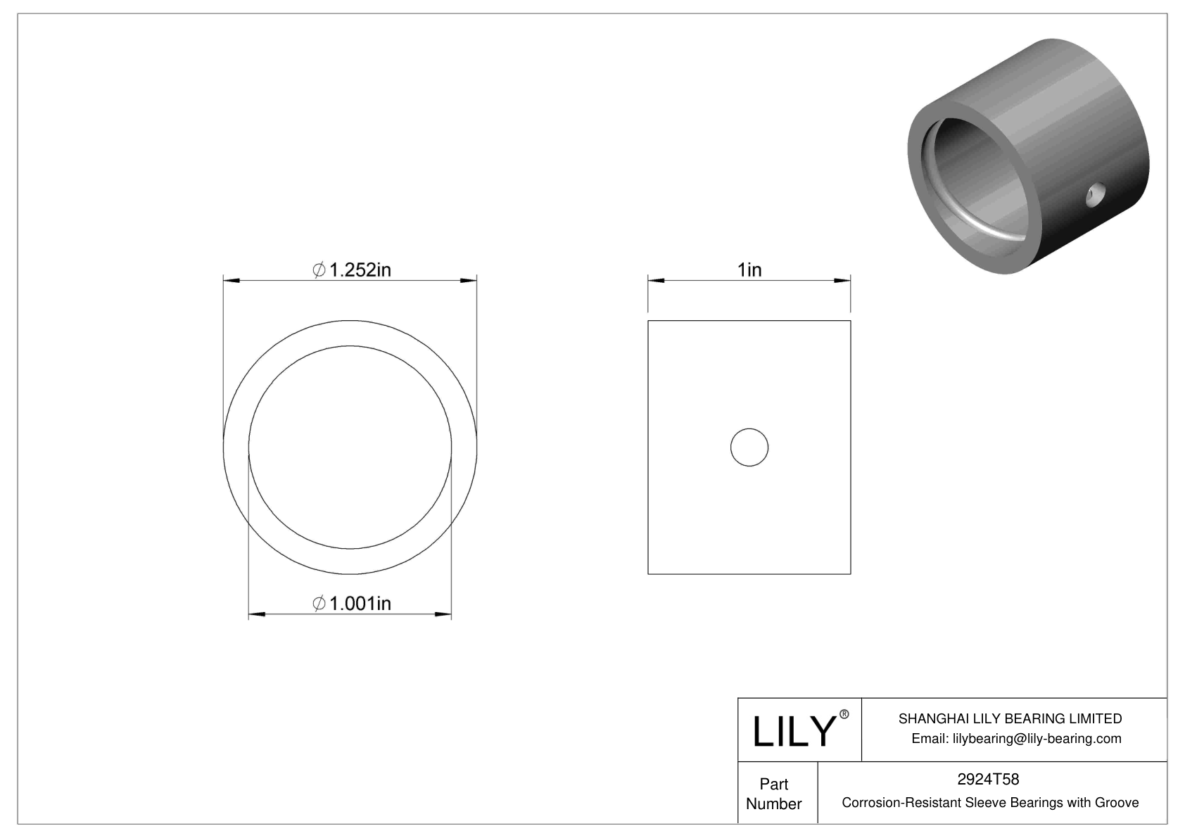CJCETFI Corrosion-Resistant Sleeve Bearings with Groove cad drawing