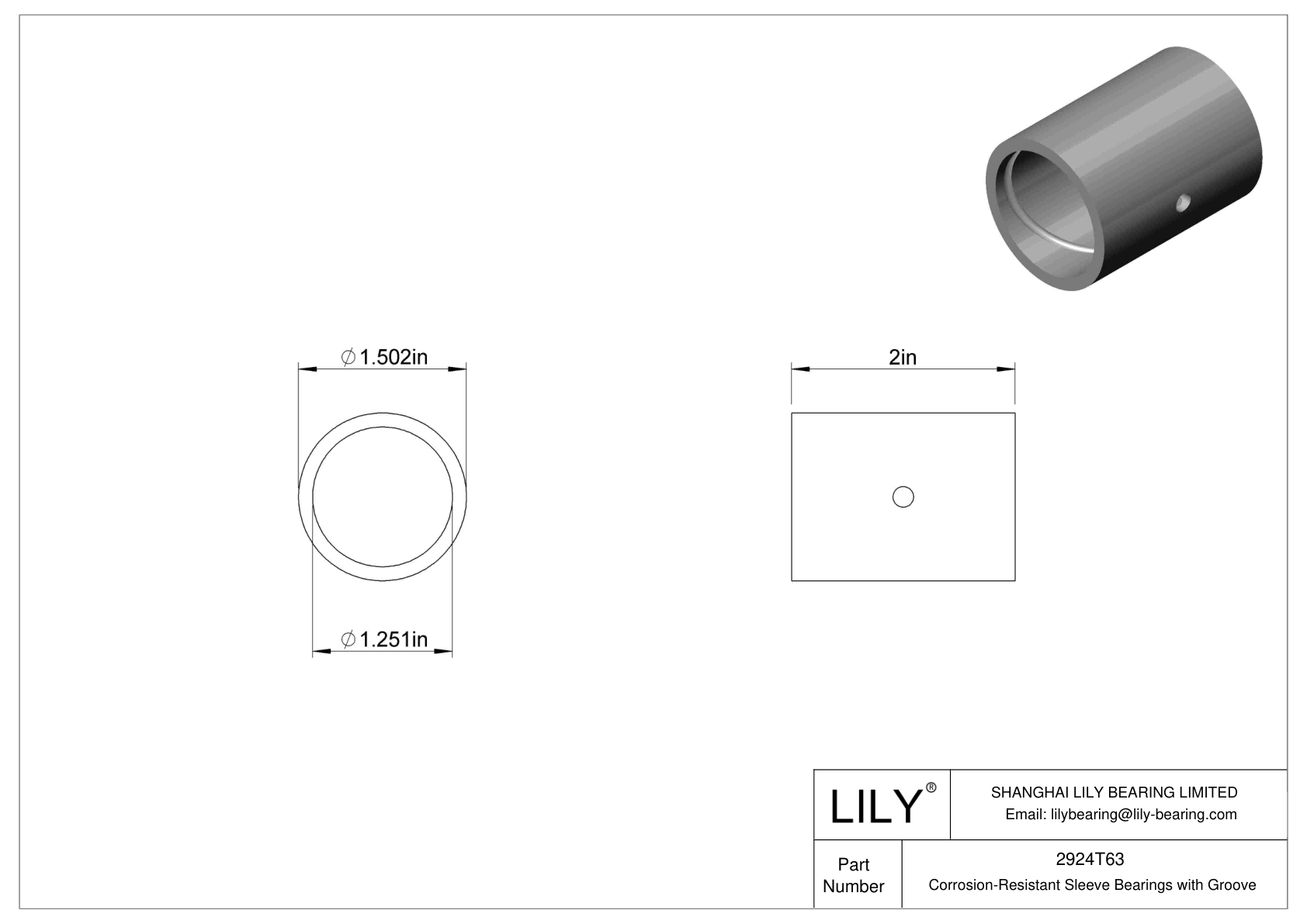 CJCETGD Corrosion-Resistant Sleeve Bearings with Groove cad drawing