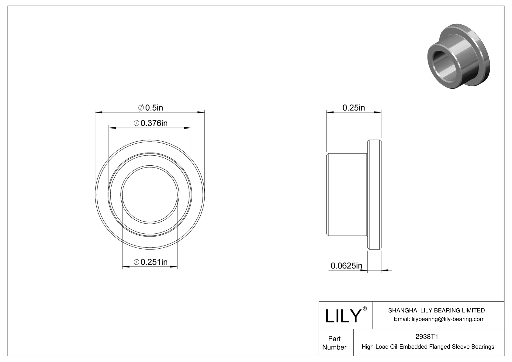 CJDITB High-Load Oil-Embedded Flanged Sleeve Bearings cad drawing