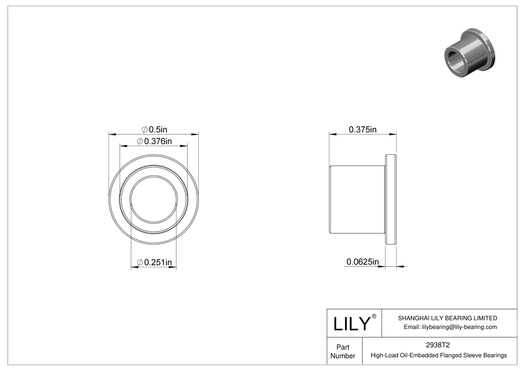 CJDITC High-Load Oil-Embedded Flanged Sleeve Bearings cad drawing