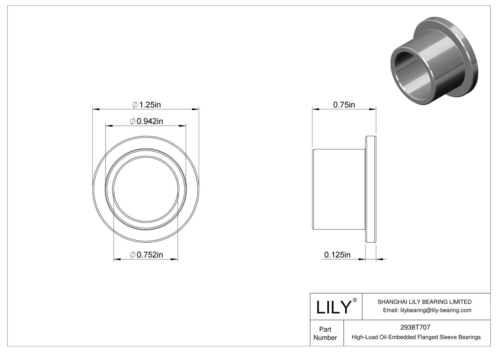 CJDITHAH High-Load Oil-Embedded Flanged Sleeve Bearings cad drawing