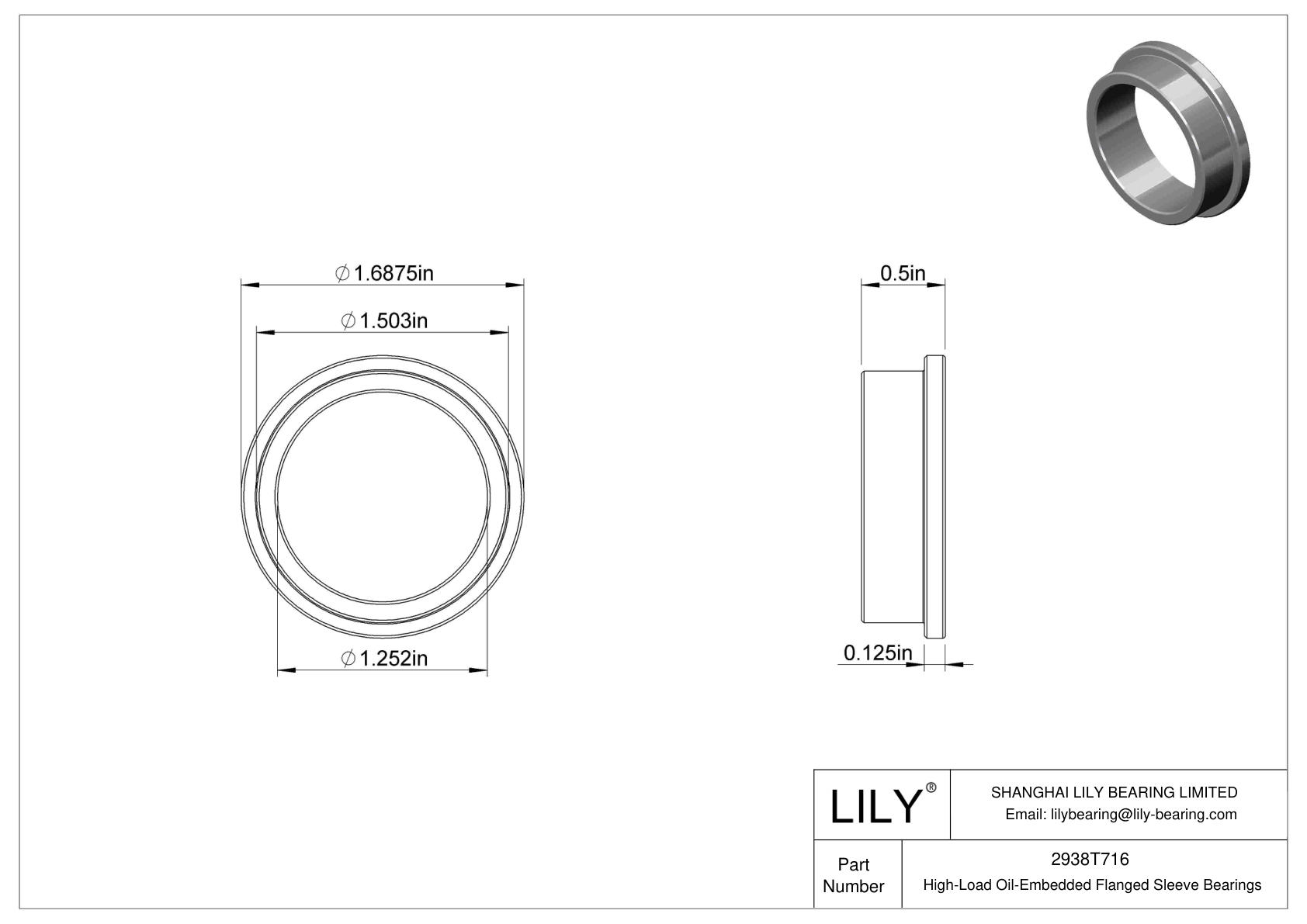 CJDITHBG High-Load Oil-Embedded Flanged Sleeve Bearings cad drawing