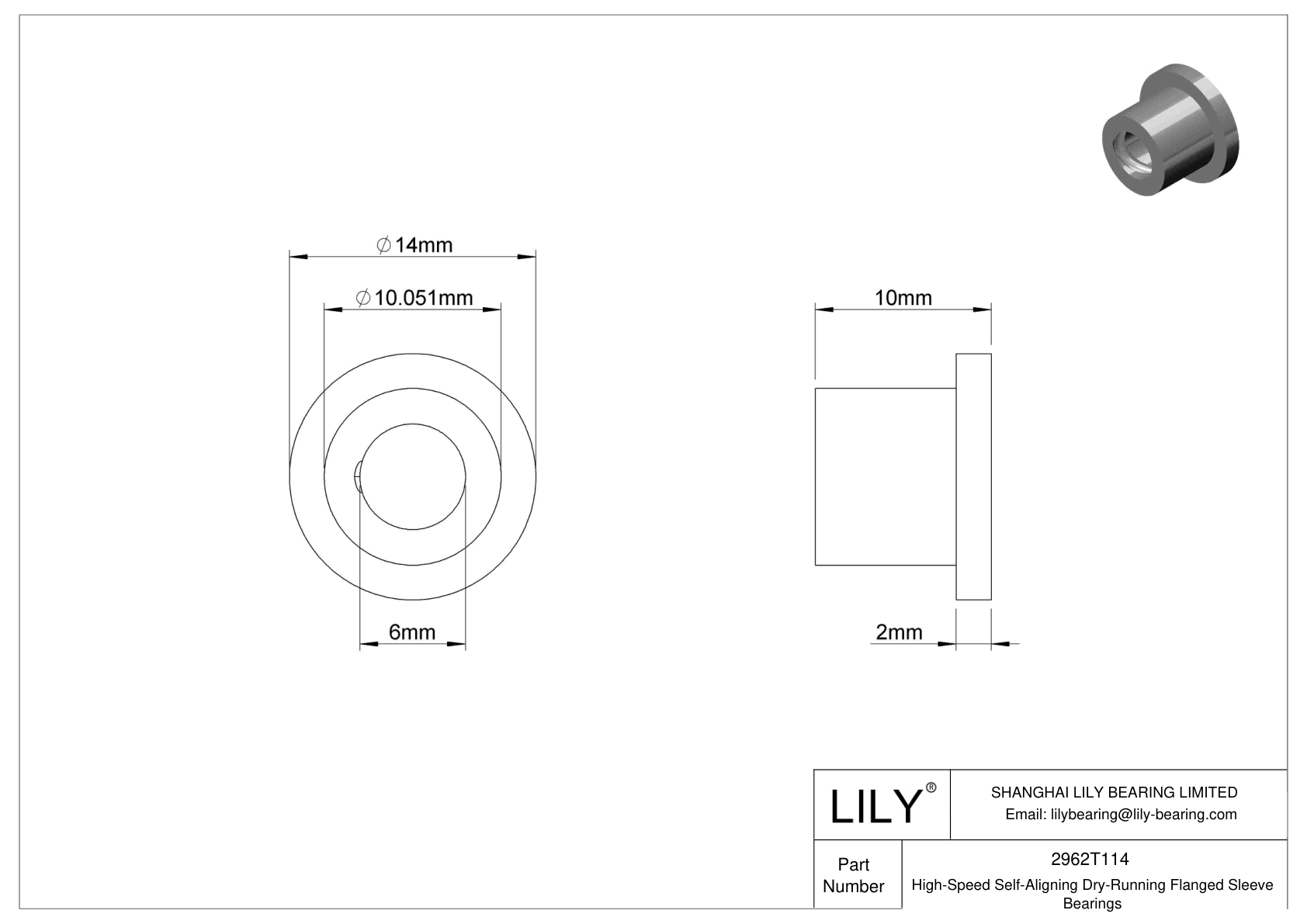 CJGCTBBE High-Temperature Dry-Running Flanged Sleeve Bearings cad drawing