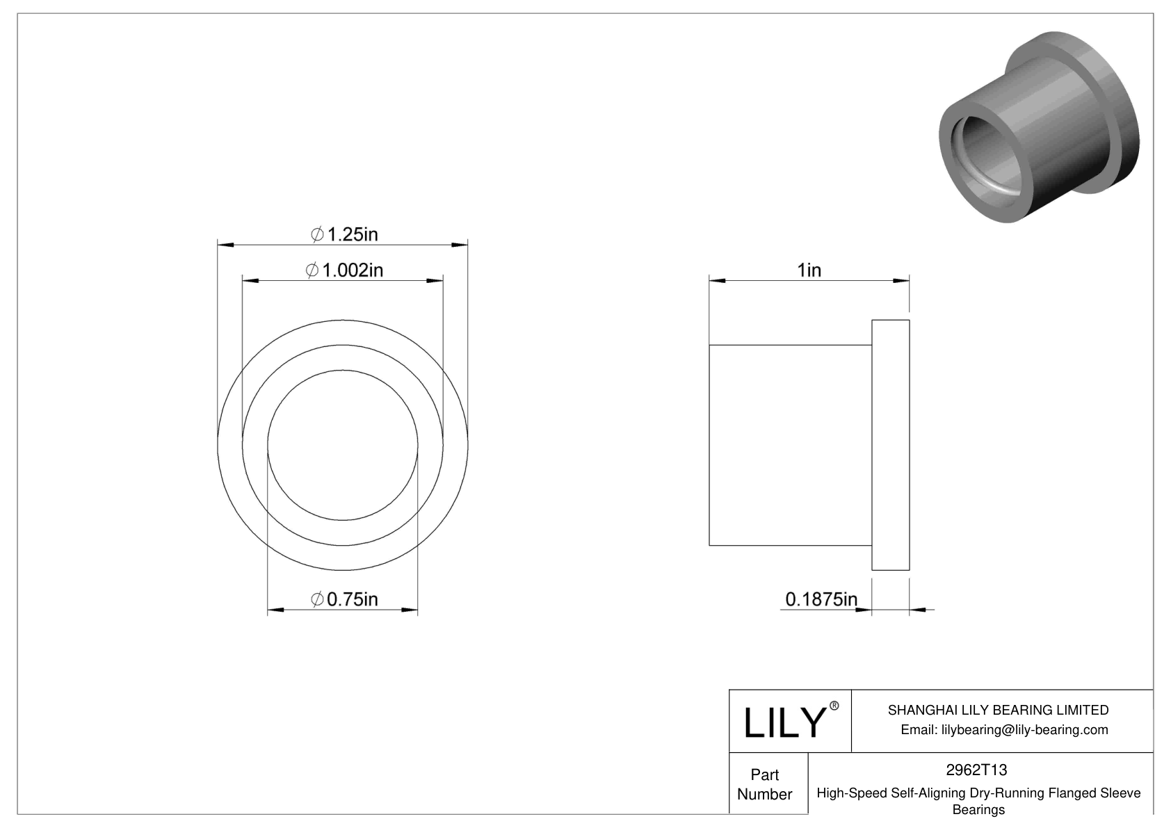 CJGCTBD High-Temperature Dry-Running Flanged Sleeve Bearings cad drawing