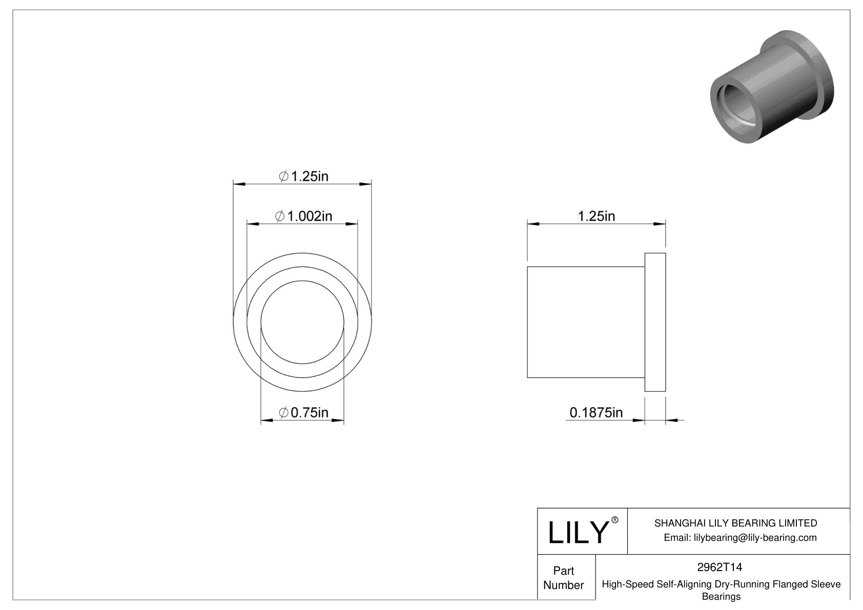 CJGCTBE High-Temperature Dry-Running Flanged Sleeve Bearings cad drawing