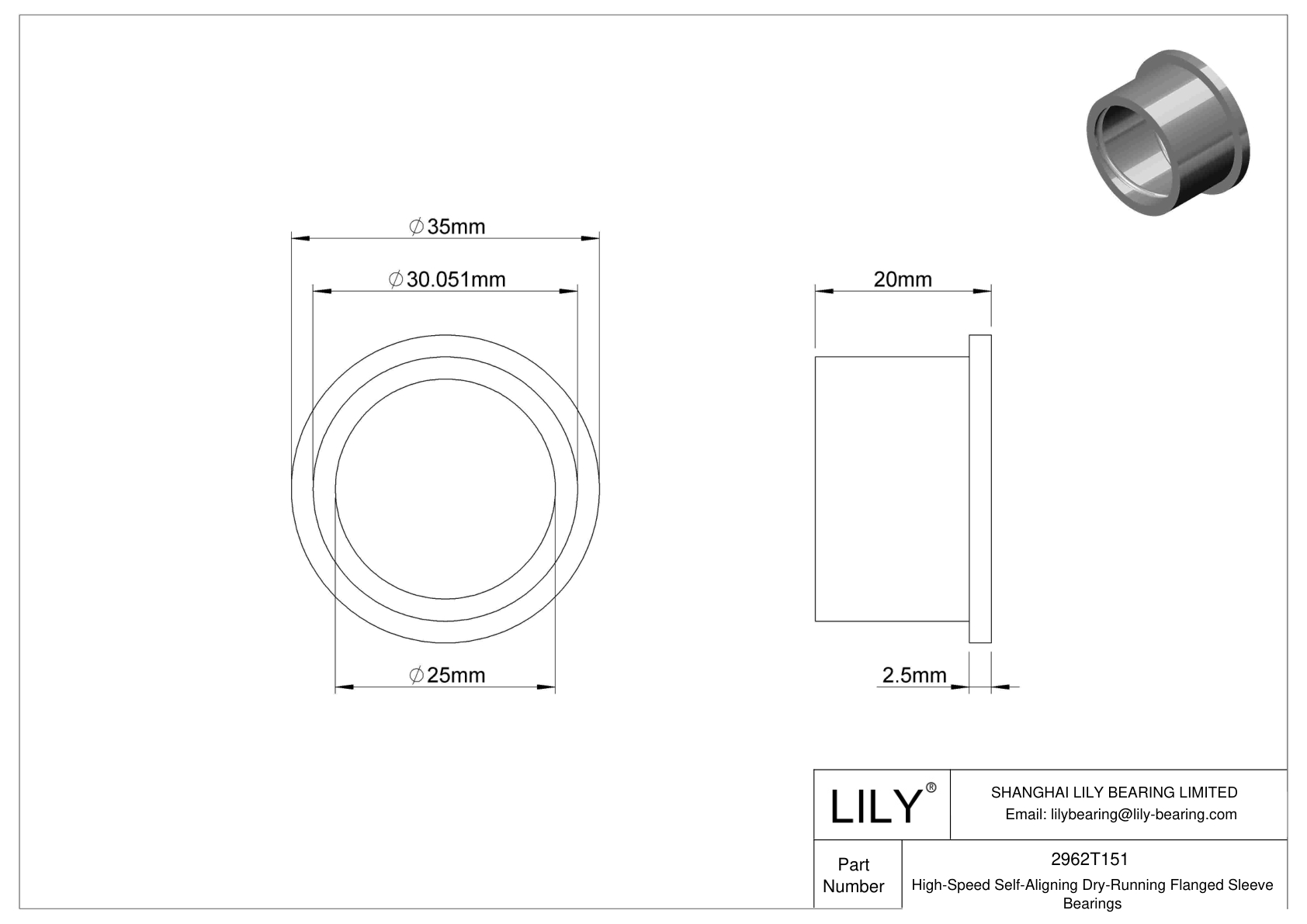 CJGCTBFB High-Temperature Dry-Running Flanged Sleeve Bearings cad drawing
