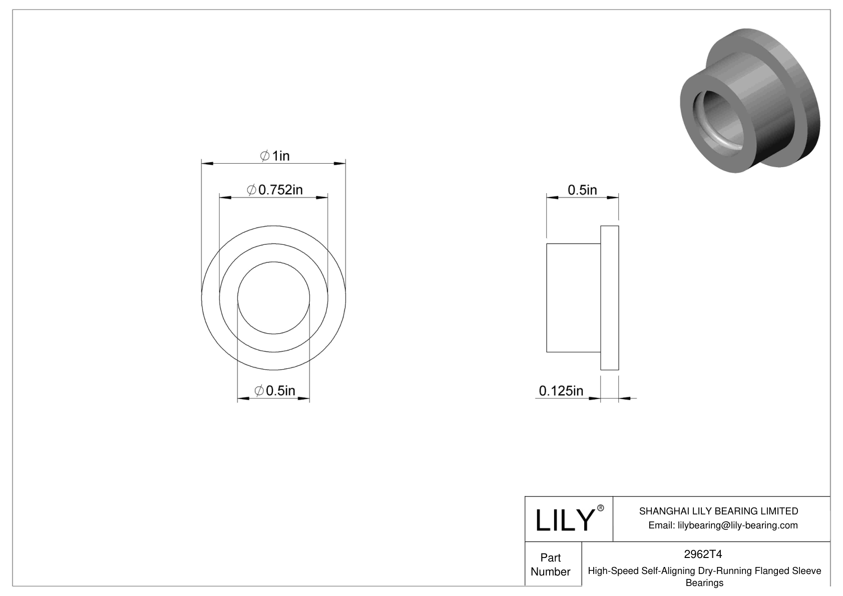 CJGCTE High-Temperature Dry-Running Flanged Sleeve Bearings cad drawing