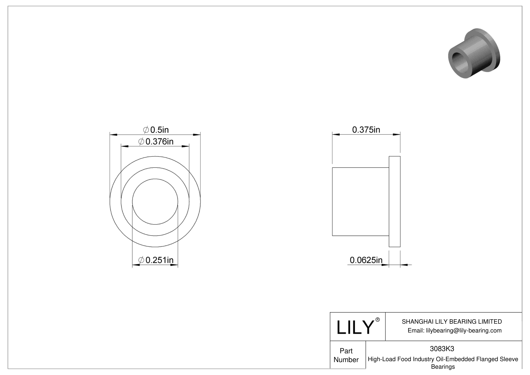 DAIDKD High-Load Food Industry Oil-Embedded Flanged Sleeve Bearings cad drawing