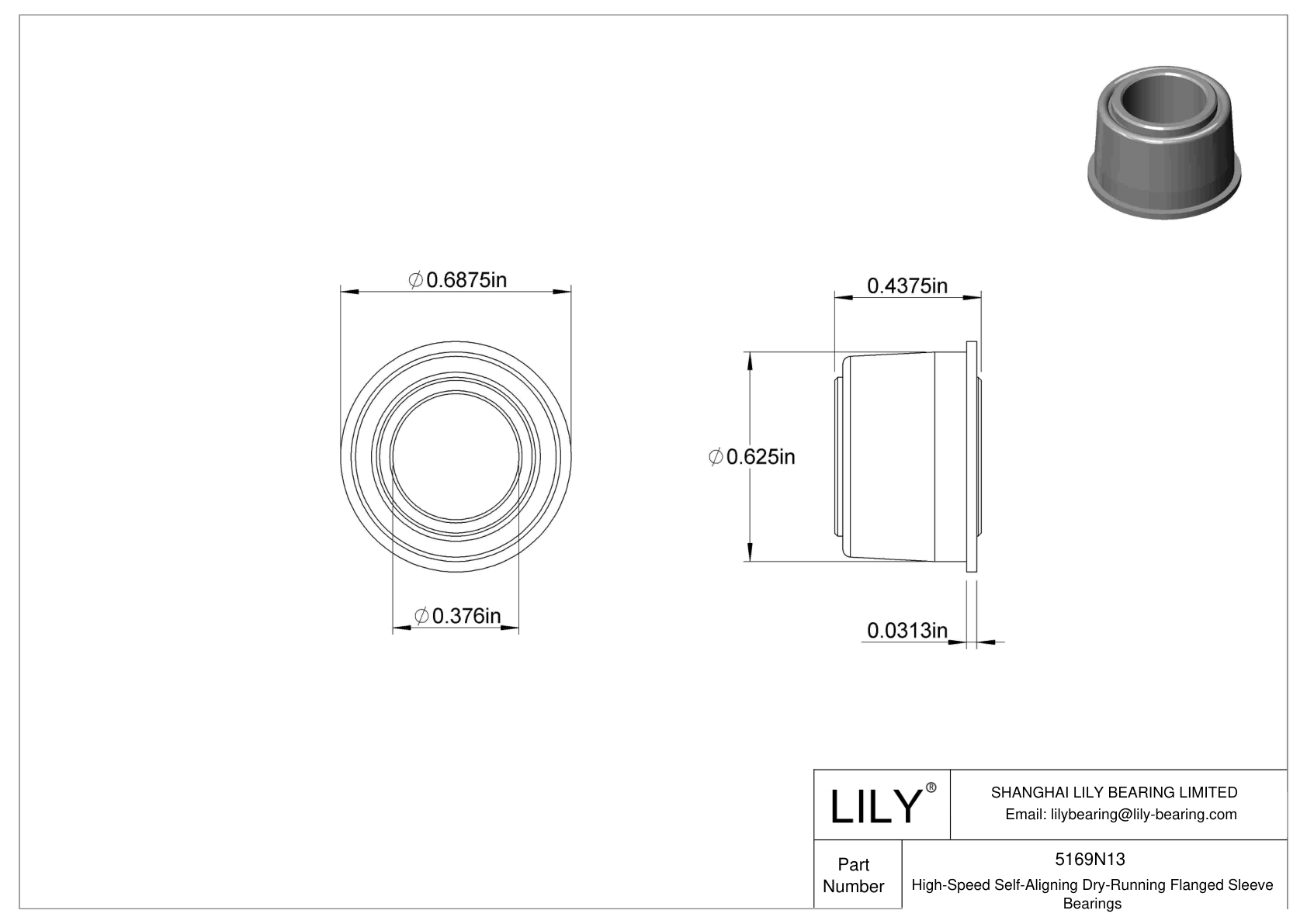 FBGJNBD High-Speed Self-Aligning Dry-Running Flanged Sleeve Bearings cad drawing
