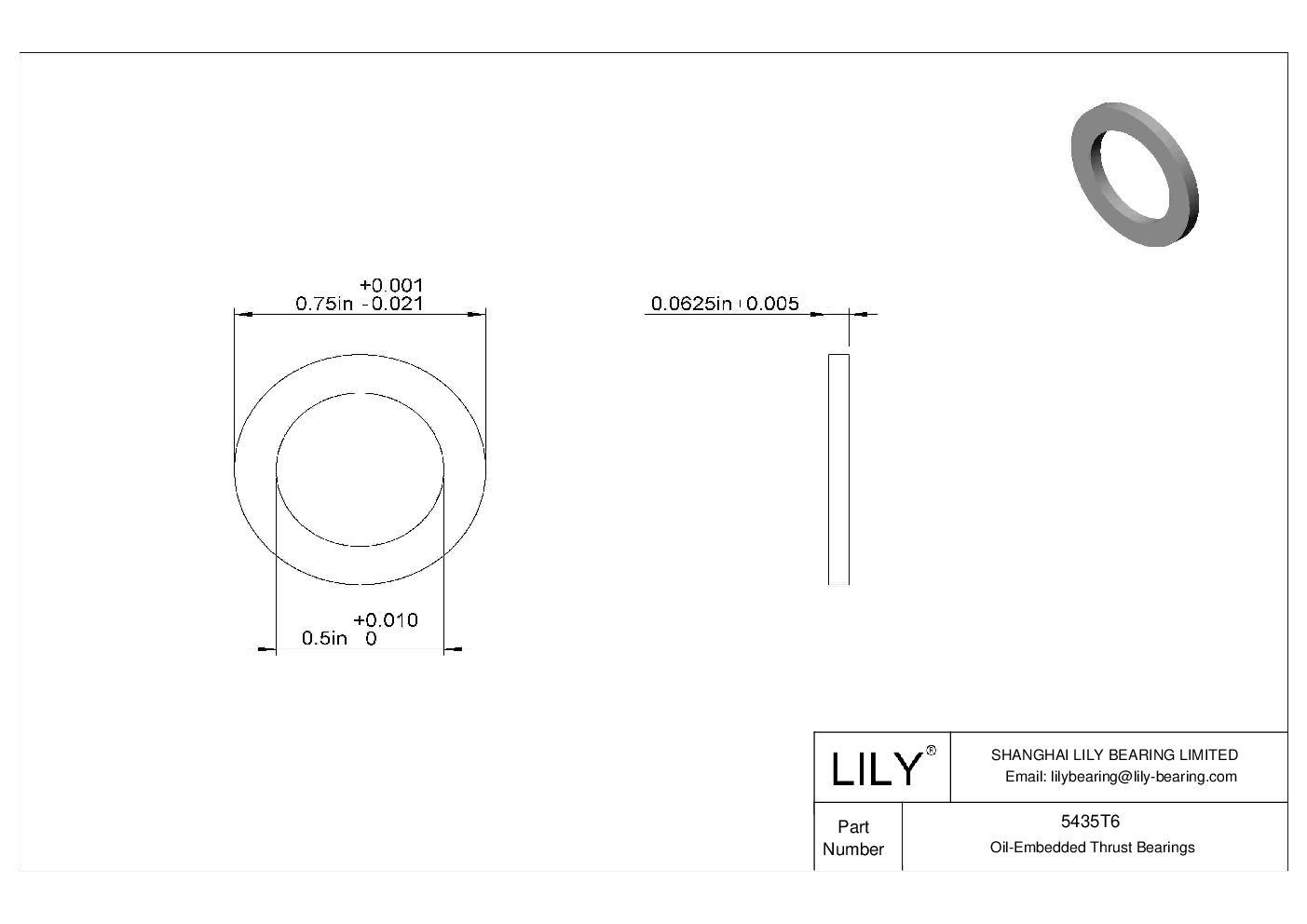 FEDFTG High-Load Food Industry Oil-Embedded Thrust Bearings cad drawing