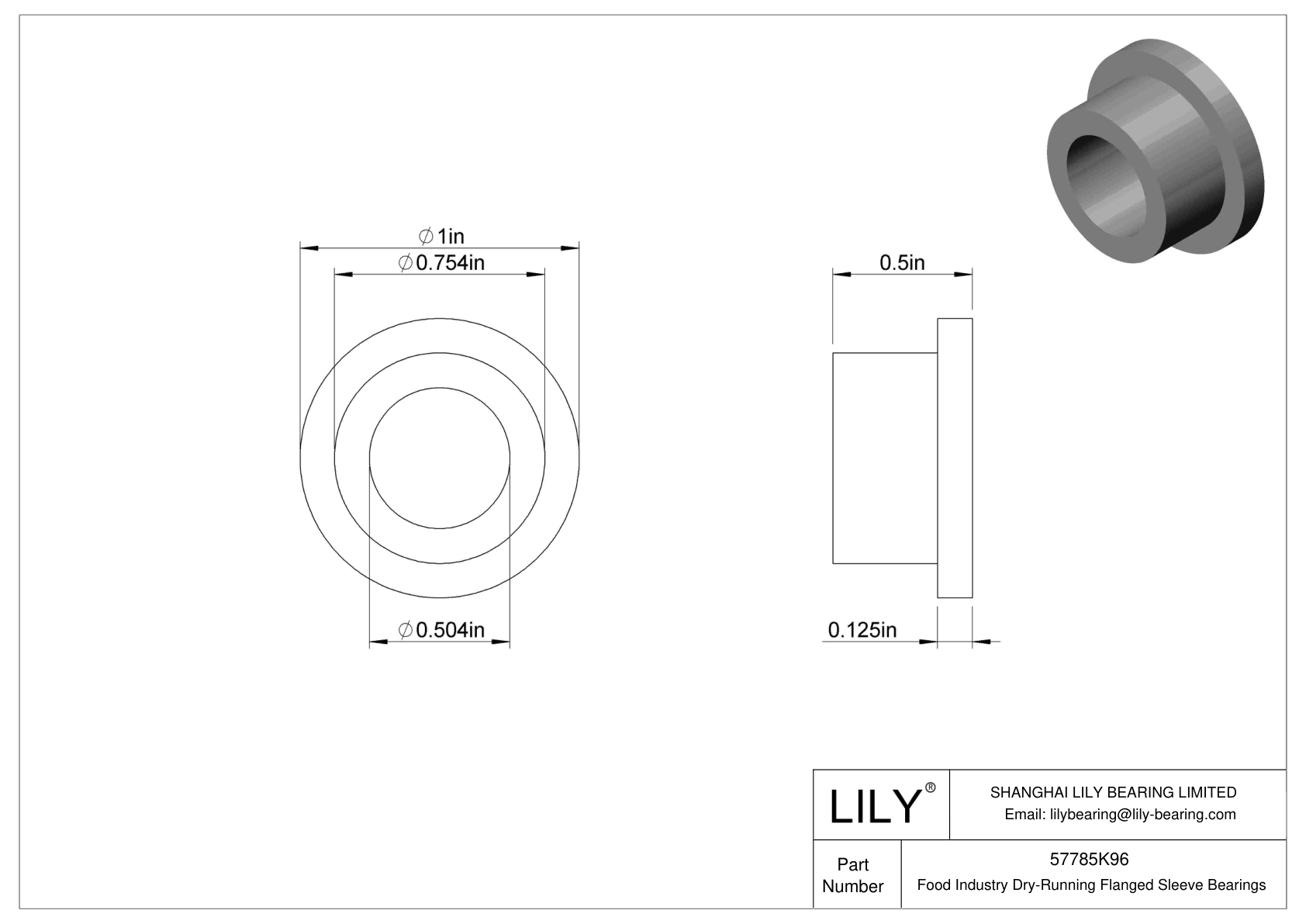 FHHIFKJG Food Industry Dry-Running Flanged Sleeve Bearings cad drawing