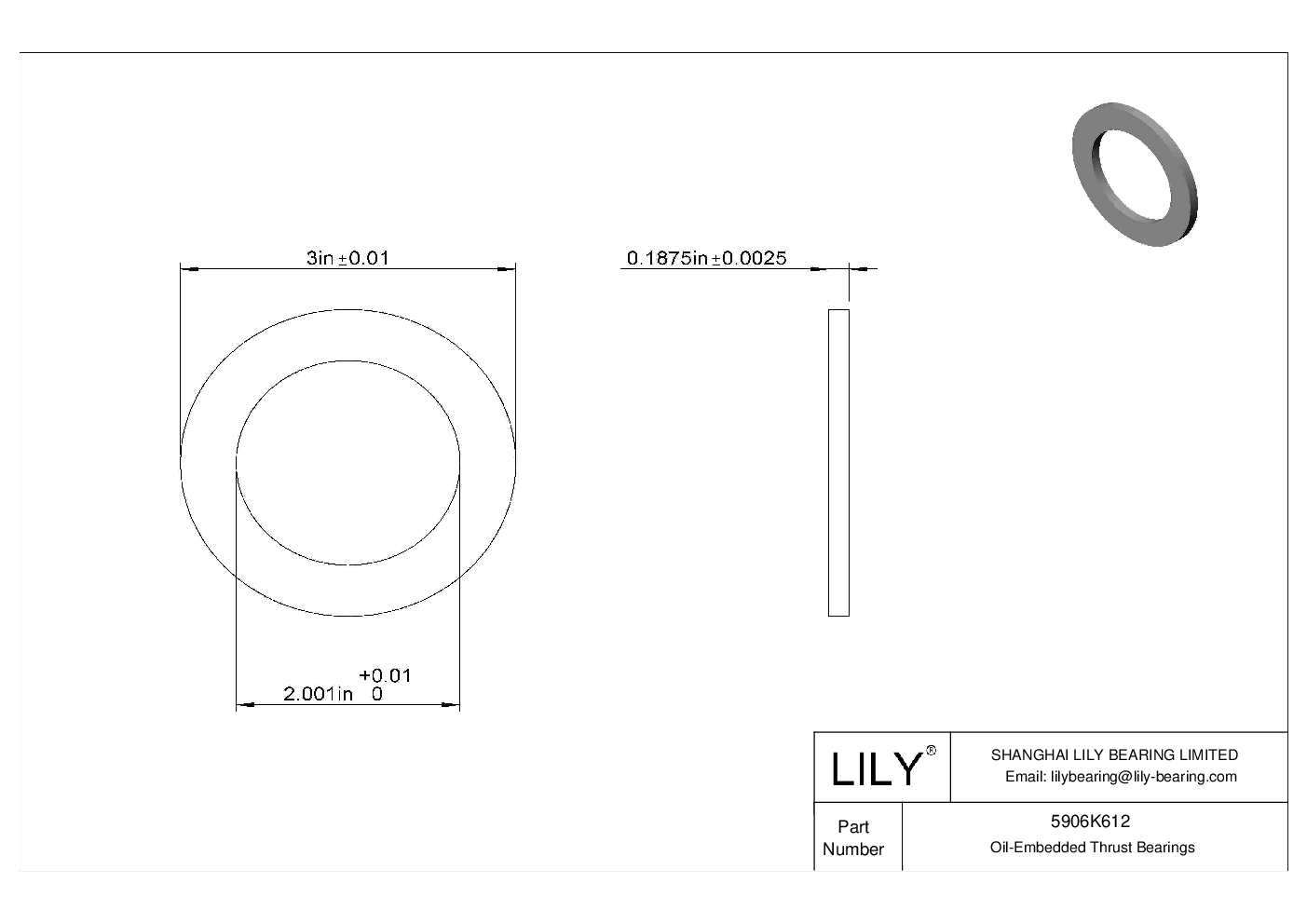 FJAGKGBC Oil-Embedded Thrust Bearings cad drawing