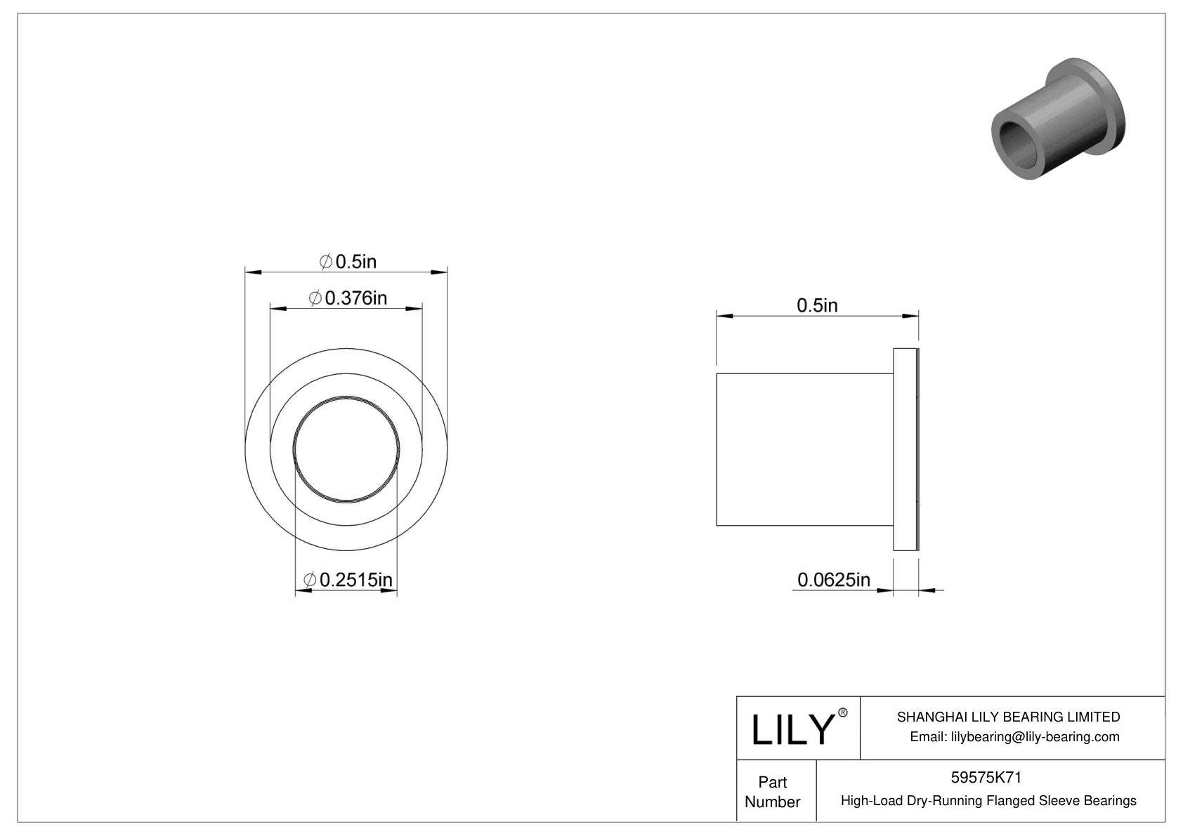 59575K71 | High-Load Dry-Running Flanged Sleeve Bearings | LILY Bearing