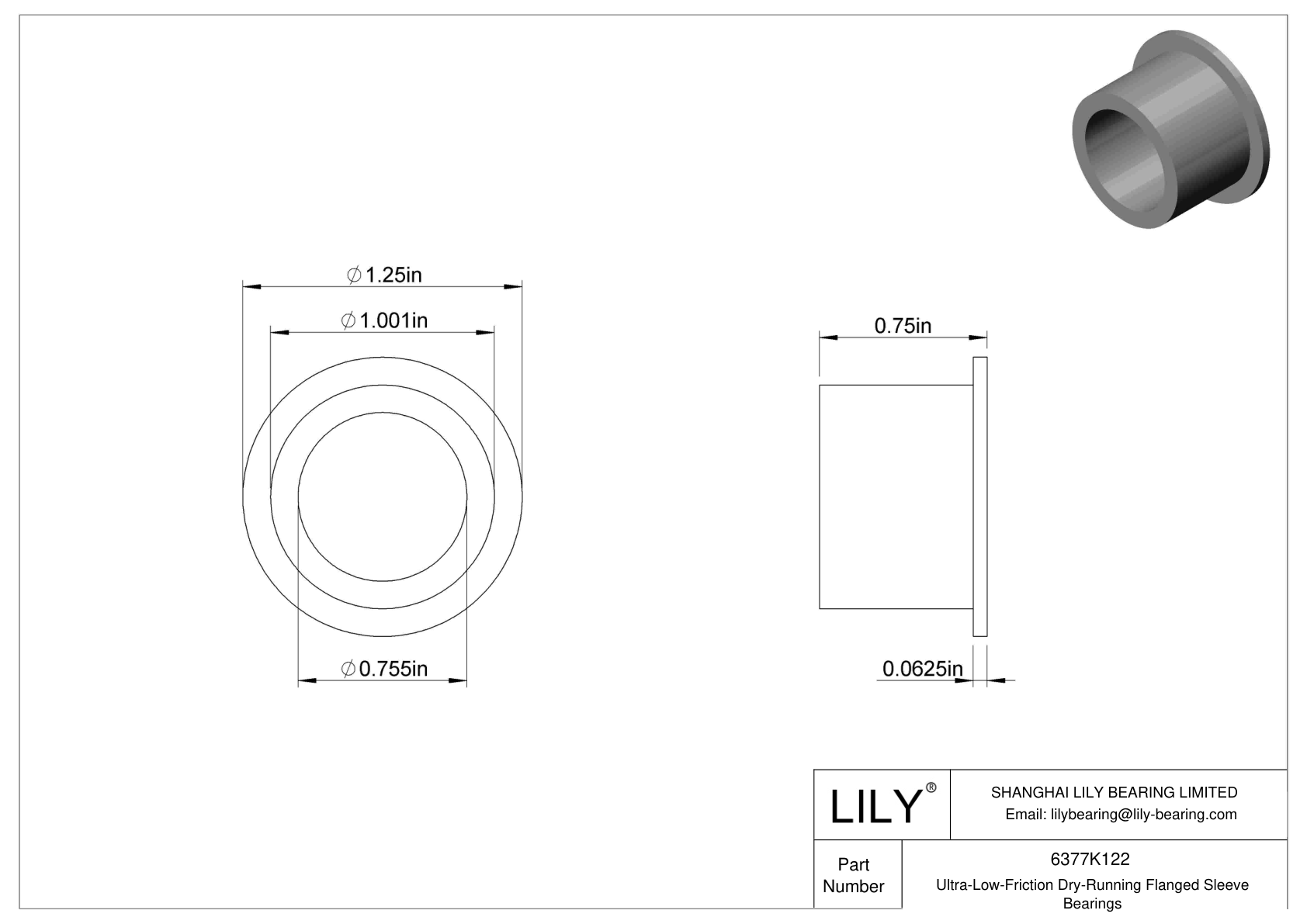 GDHHKBCC Ultra-Low-Friction Dry-Running Flanged Sleeve Bearings cad drawing