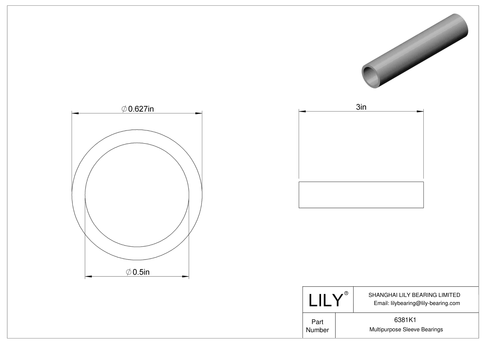 GDIBKB Multipurpose Sleeve Bearings cad drawing