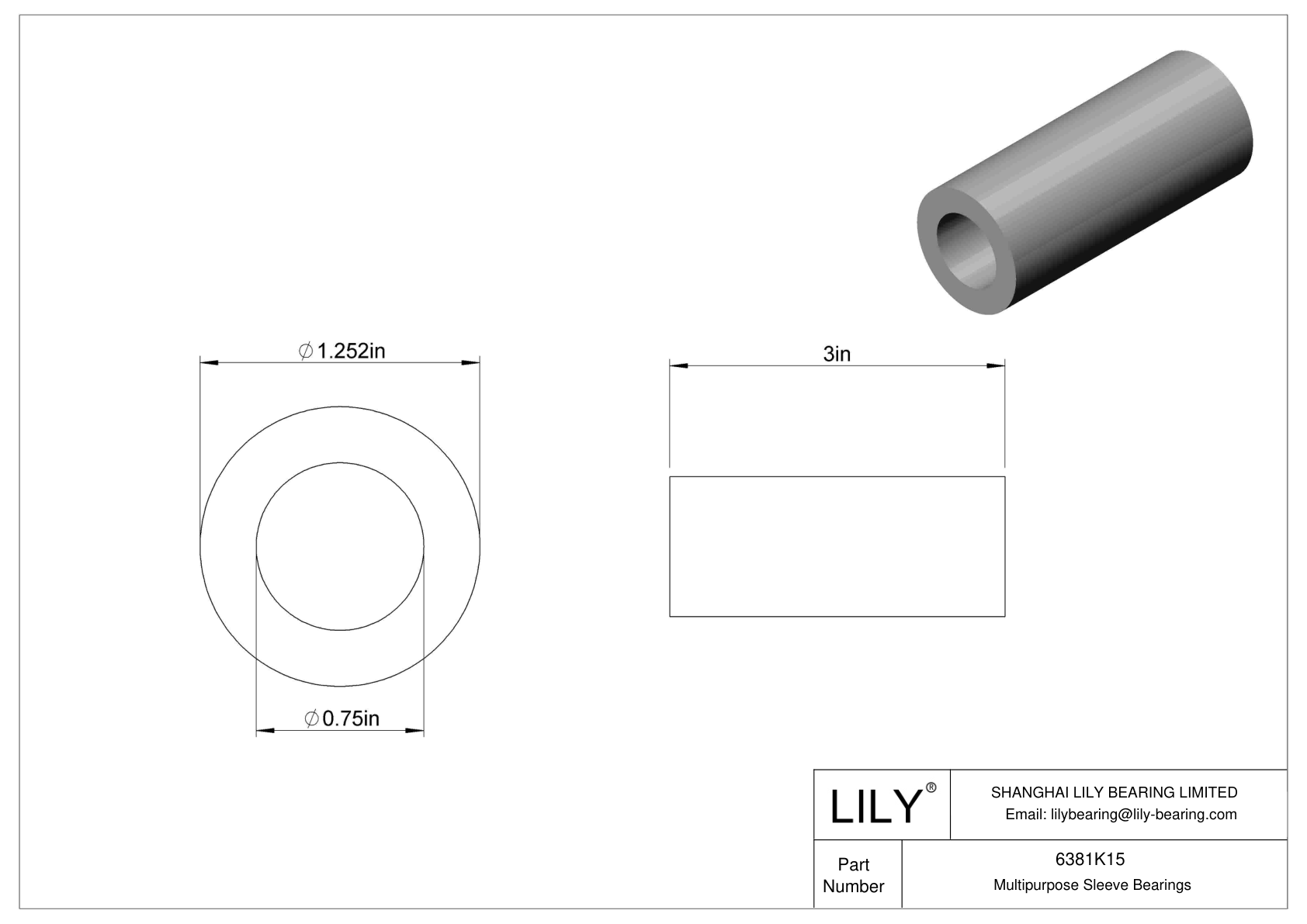 GDIBKBF Multipurpose Sleeve Bearings cad drawing