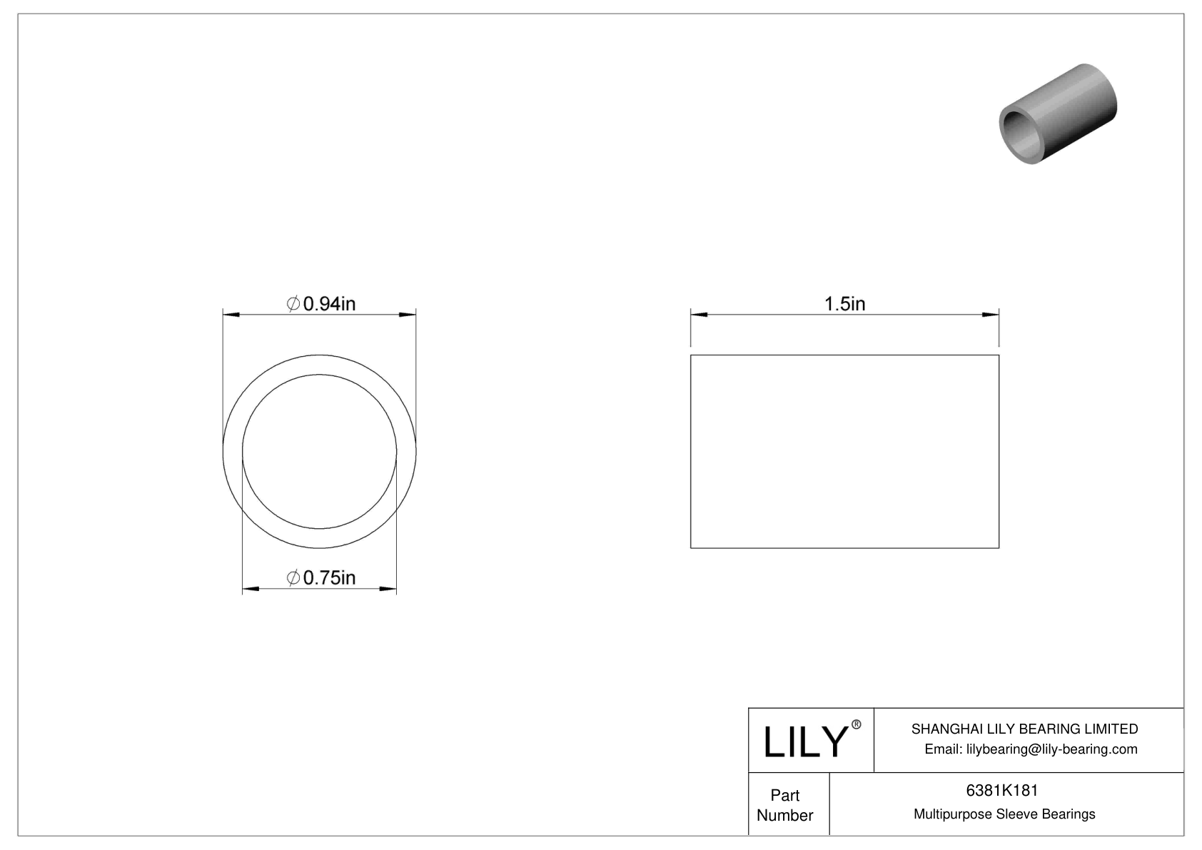 GDIBKBIB Multipurpose Sleeve Bearings cad drawing