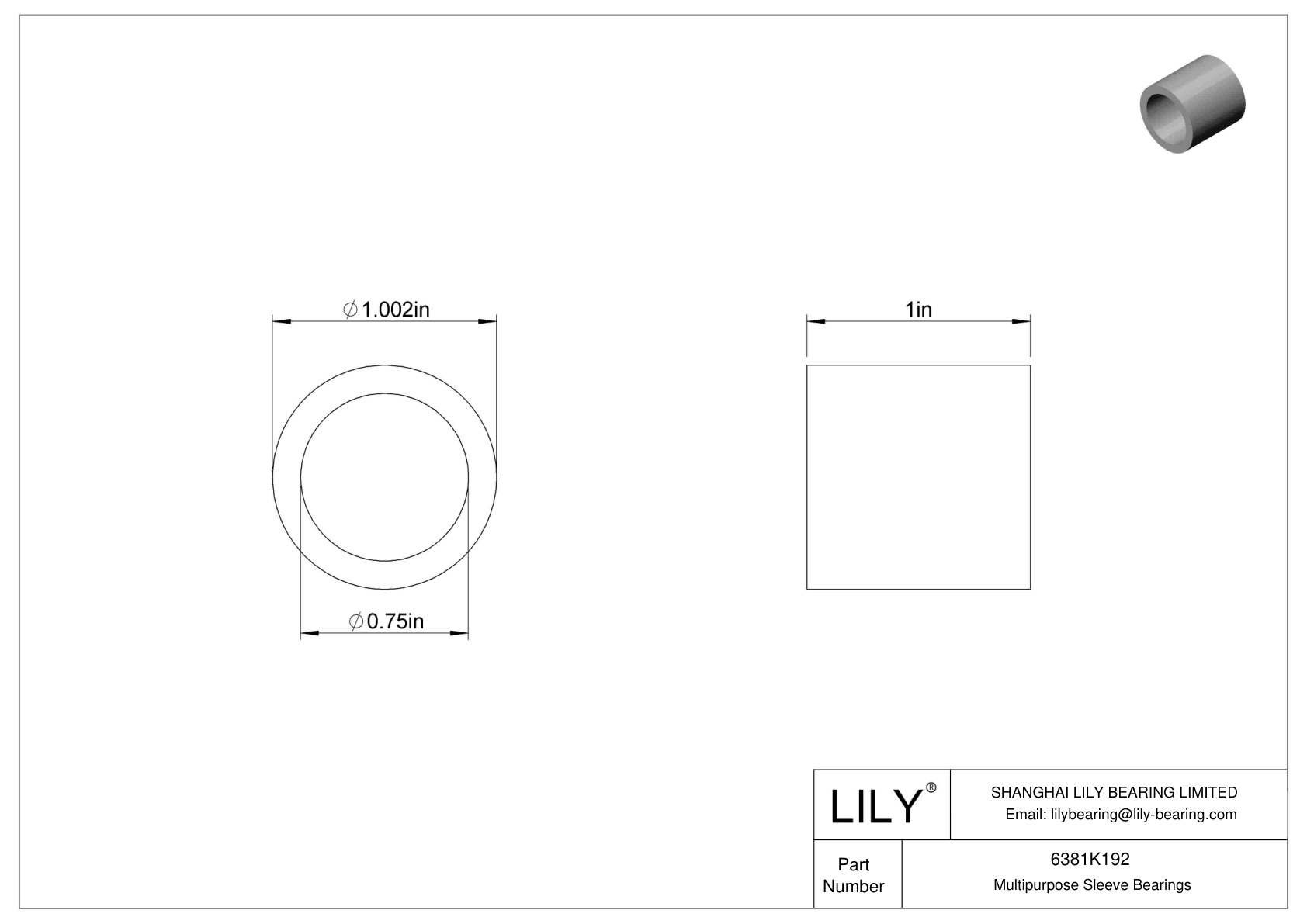 GDIBKBJC Multipurpose Sleeve Bearings cad drawing