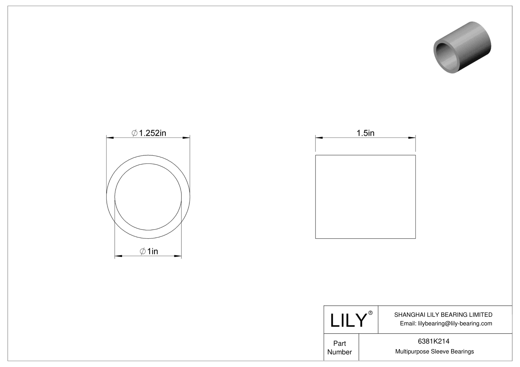 GDIBKCBE Multipurpose Sleeve Bearings cad drawing