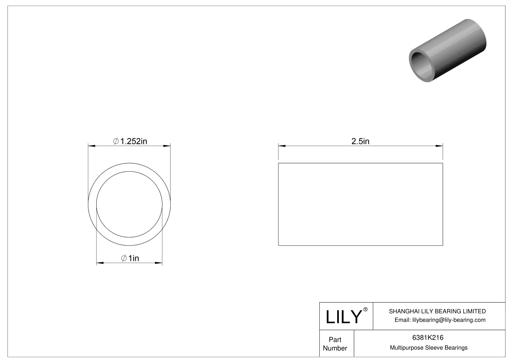 GDIBKCBG Multipurpose Sleeve Bearings cad drawing