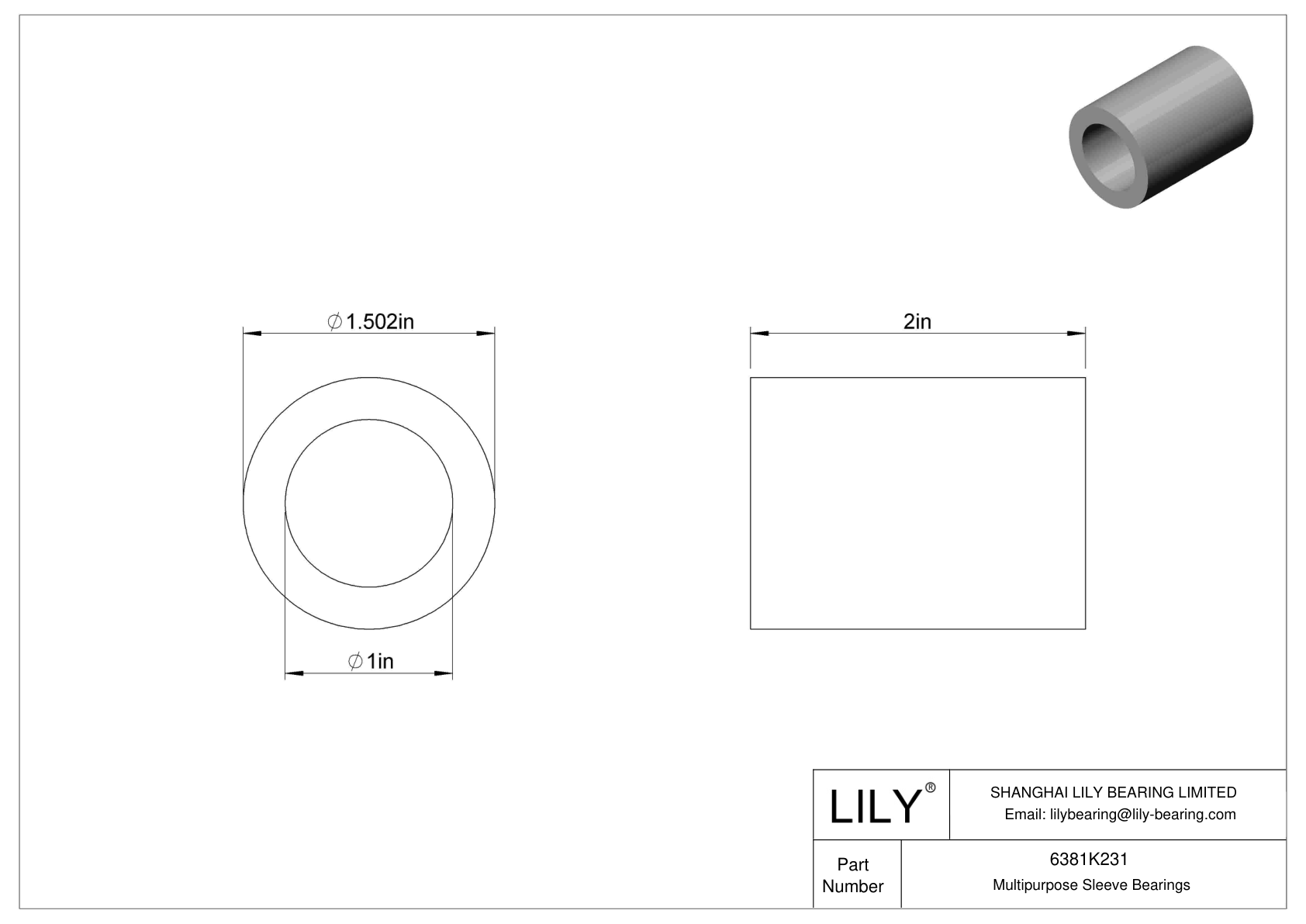 GDIBKCDB Multipurpose Sleeve Bearings cad drawing