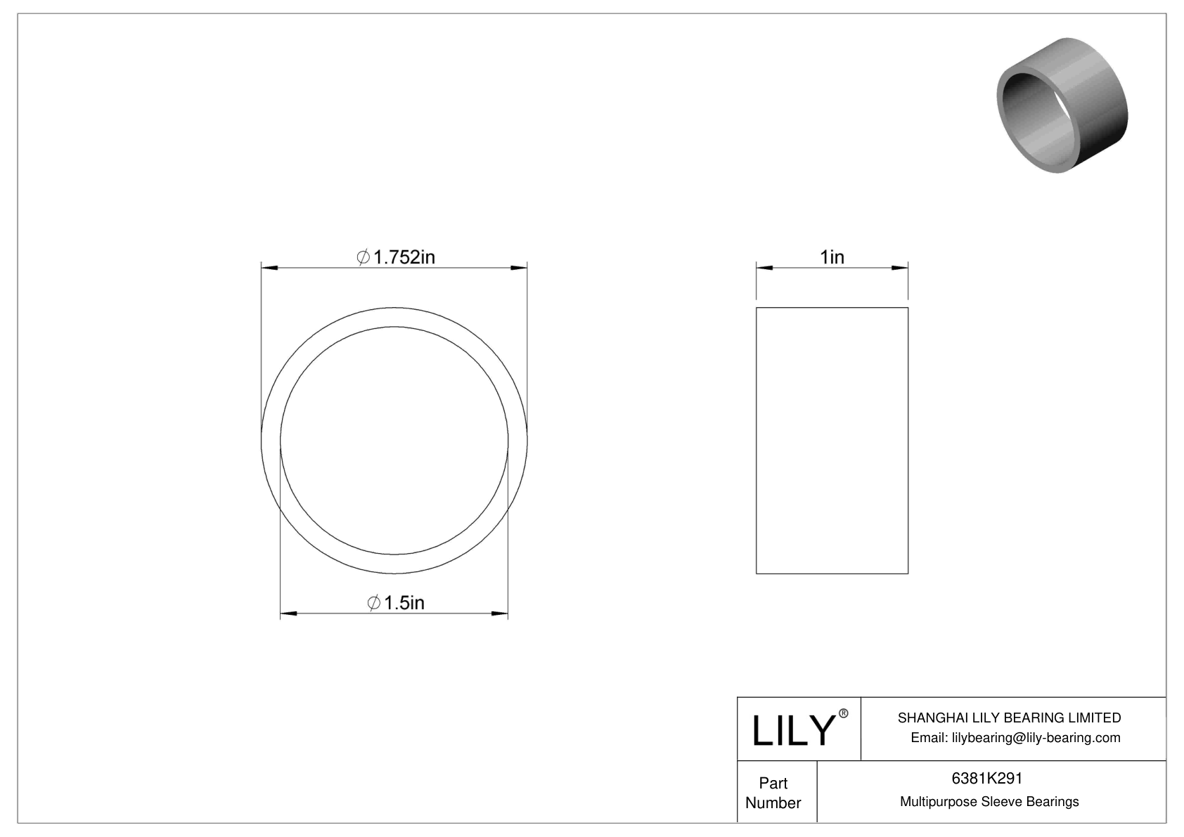 GDIBKCJB Multipurpose Sleeve Bearings cad drawing