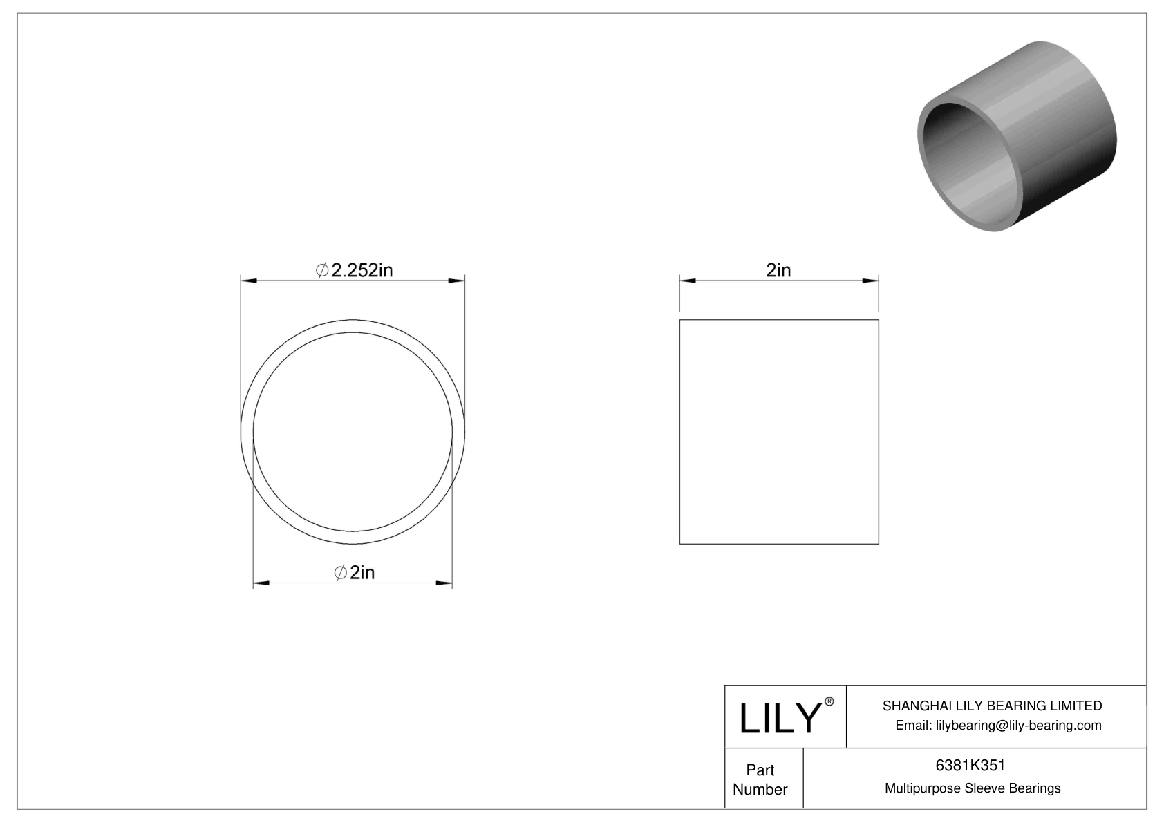 GDIBKDFB Multipurpose Sleeve Bearings cad drawing