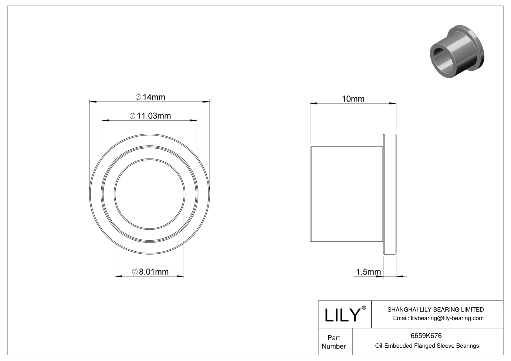 6659K676 OilEmbedded Flanged Sleeve Bearings LILY Bearing