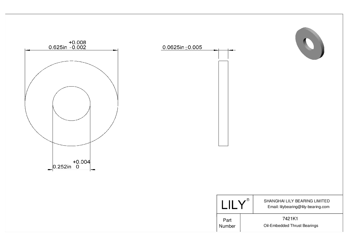 HECBKB Ultra-Low-Friction Oil-Embedded Thrust Bearings cad drawing
