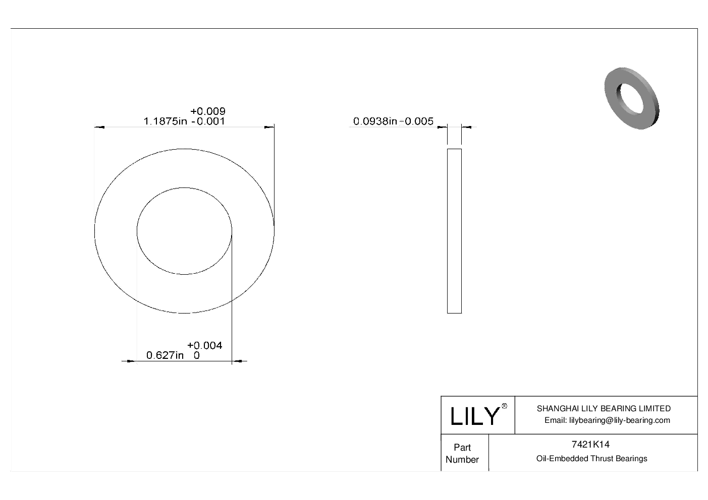 7421K14, Ultra-Low-Friction Oil-Embedded Thrust Bearings