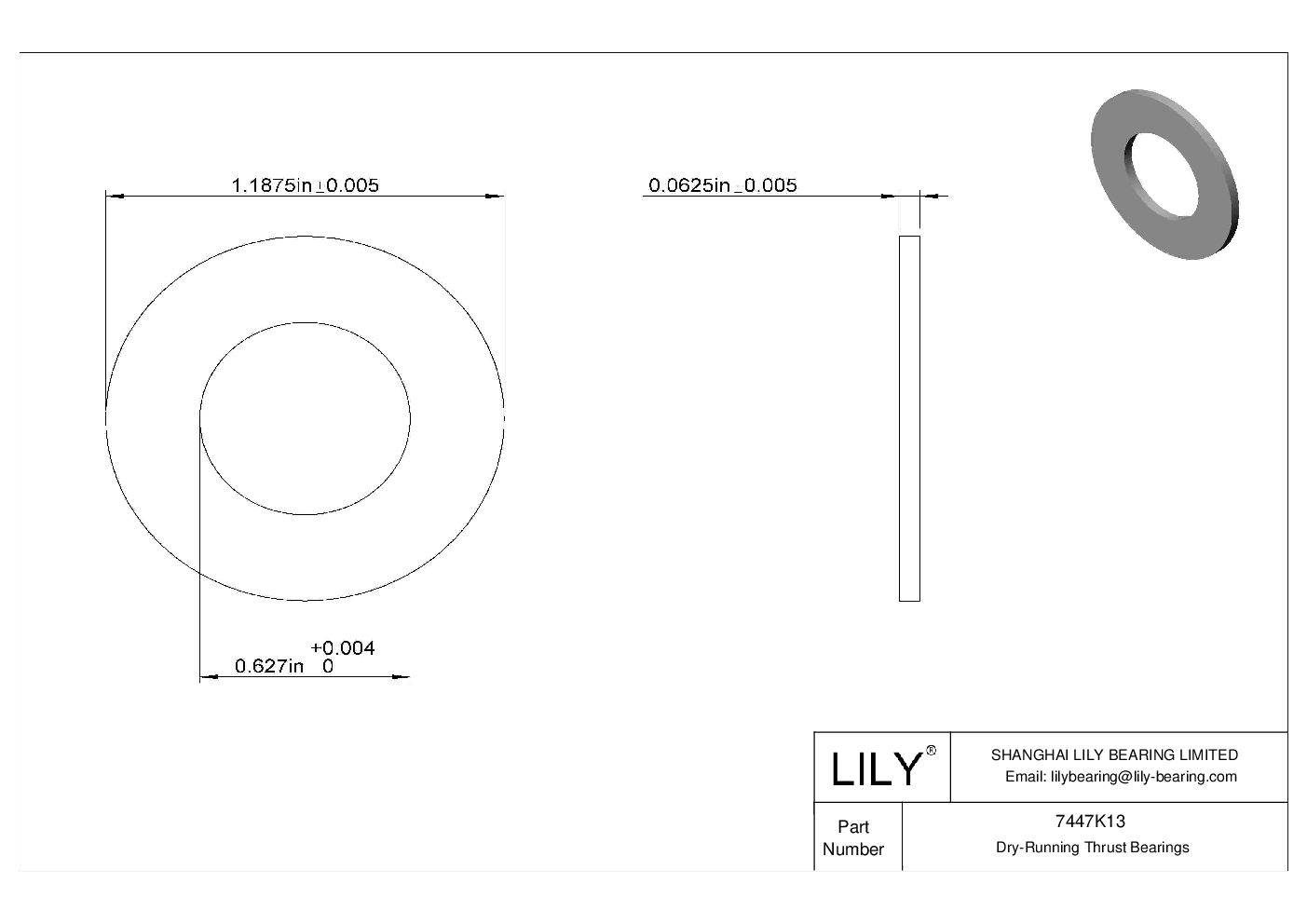 HEEHKBD High-Temperature Dry-Running Thrust Bearings cad drawing