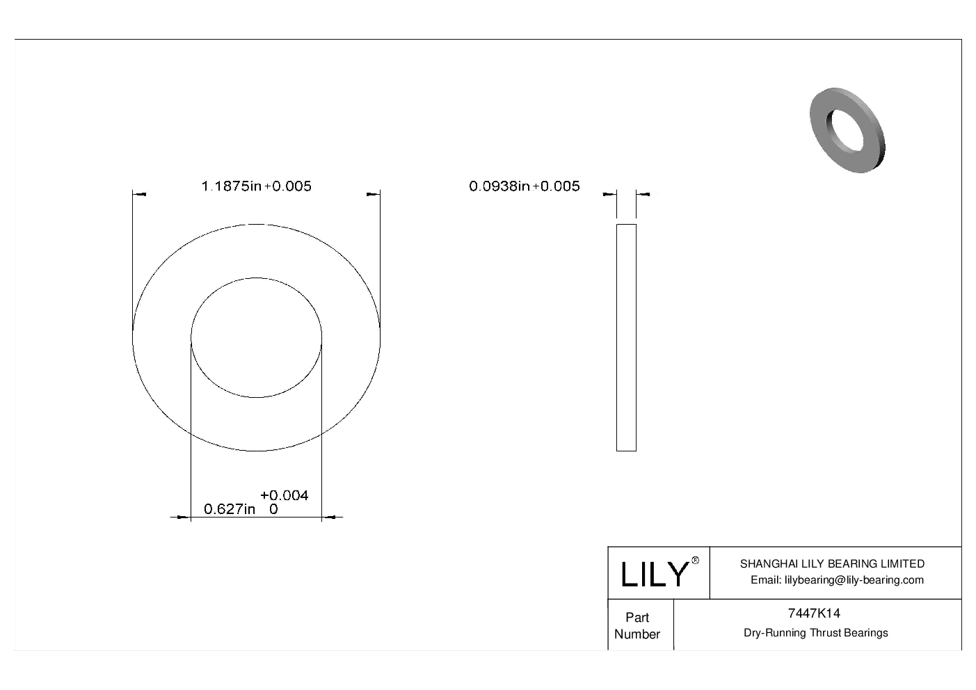 HEEHKBE High-Temperature Dry-Running Thrust Bearings cad drawing