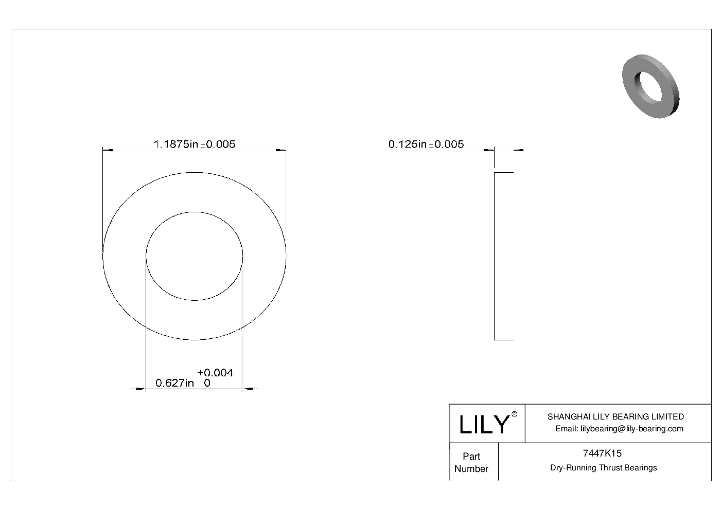 HEEHKBF High-Temperature Dry-Running Thrust Bearings cad drawing