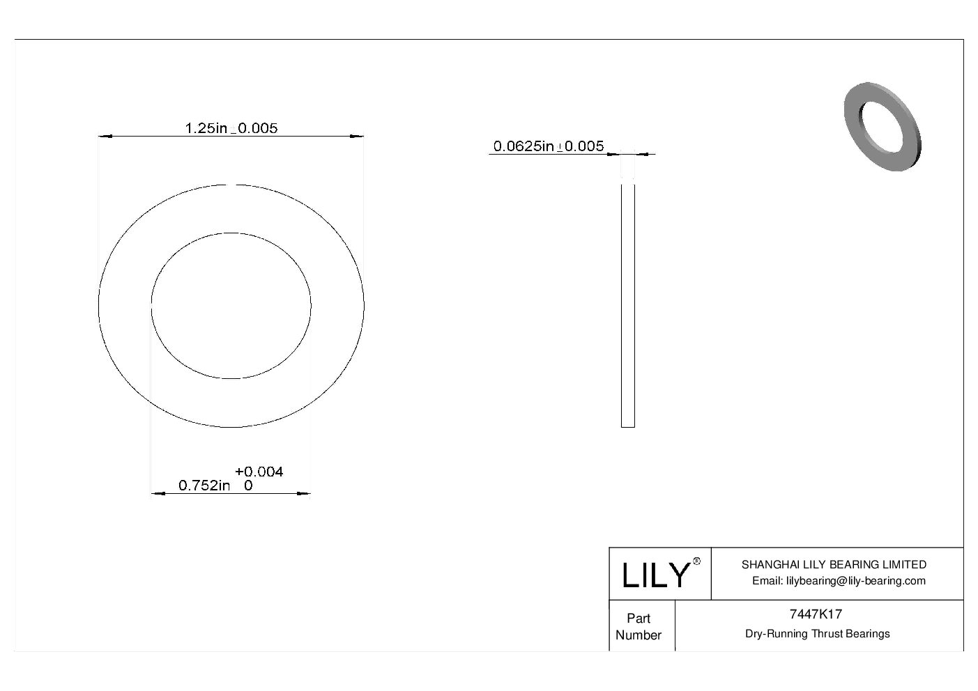 HEEHKBH High-Temperature Dry-Running Thrust Bearings cad drawing