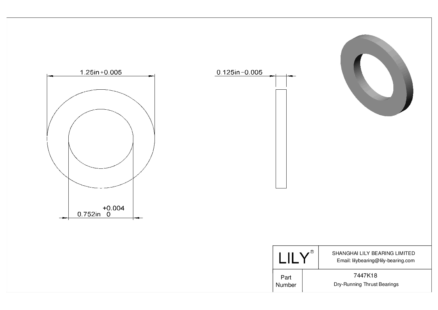 HEEHKBI High-Temperature Dry-Running Thrust Bearings cad drawing