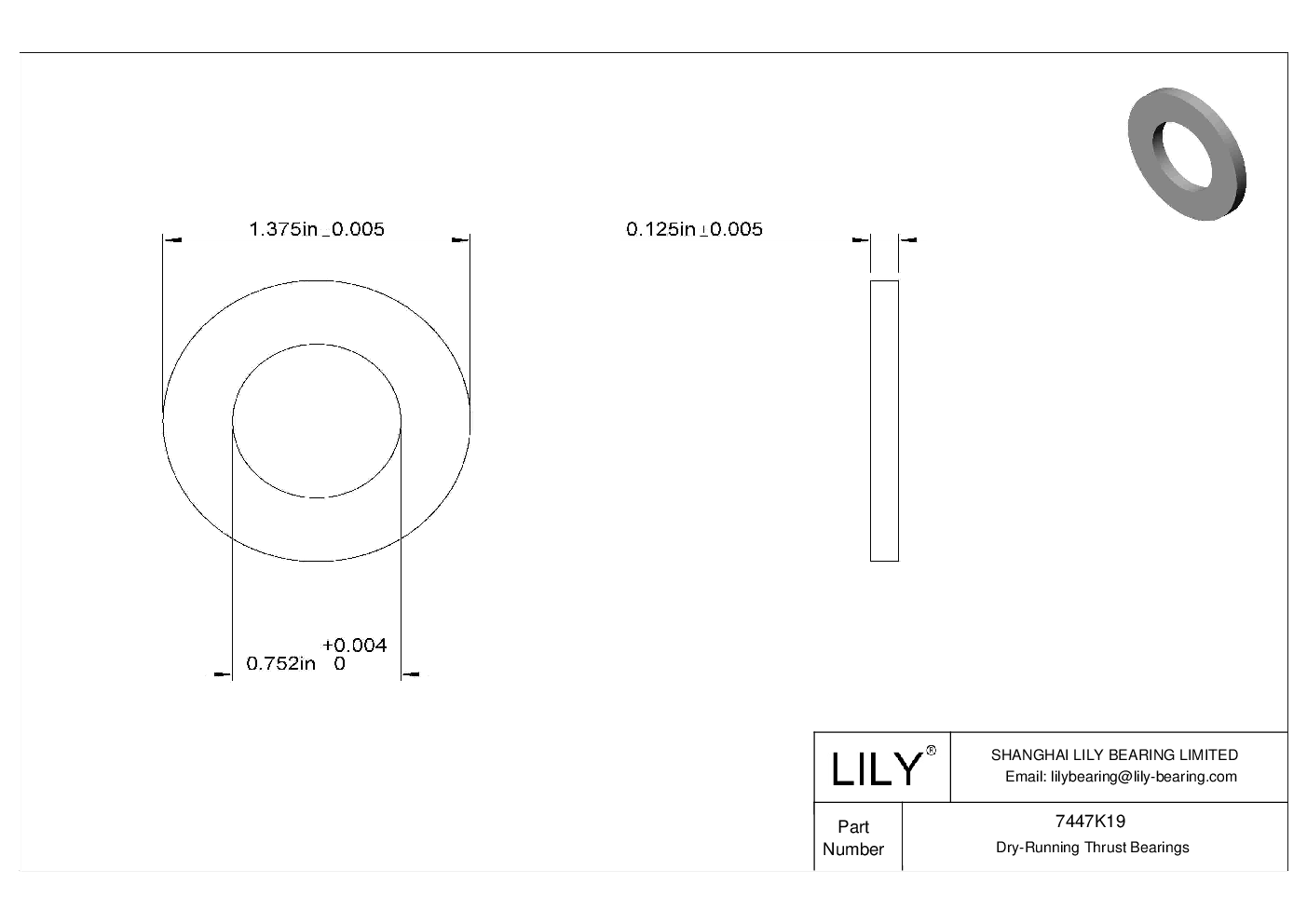 HEEHKBJ High-Temperature Dry-Running Thrust Bearings cad drawing