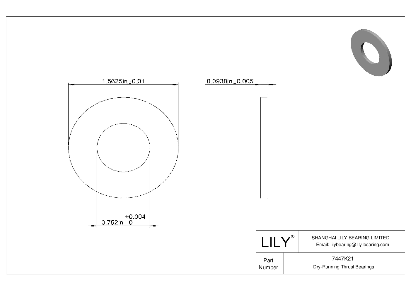 HEEHKCB High-Temperature Dry-Running Thrust Bearings cad drawing