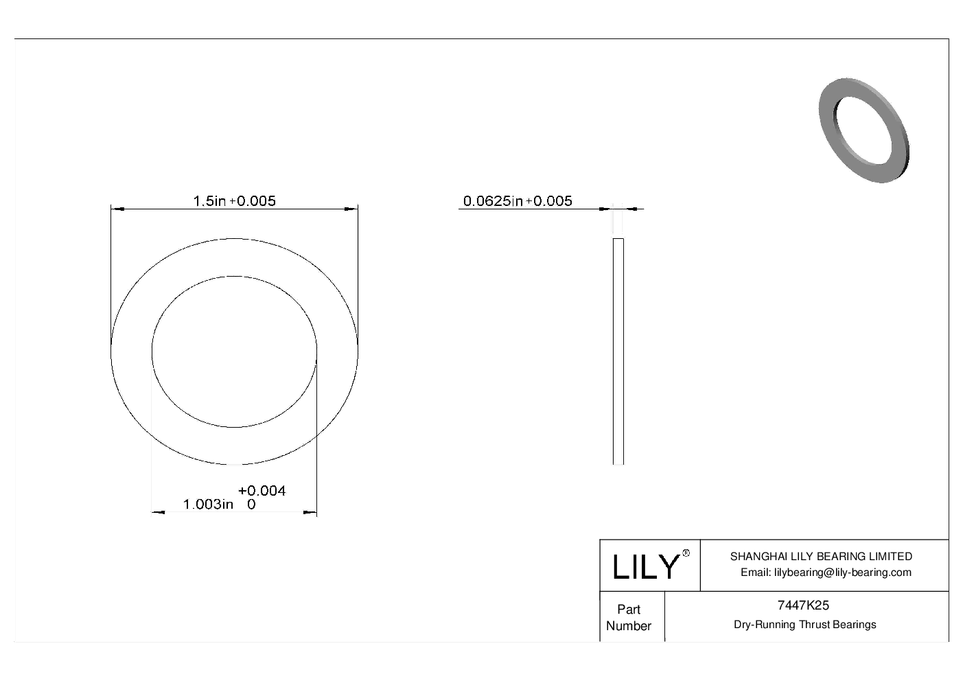 HEEHKCF High-Temperature Dry-Running Thrust Bearings cad drawing