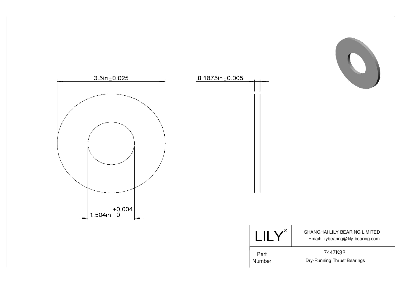 HEEHKDC High-Temperature Dry-Running Thrust Bearings cad drawing