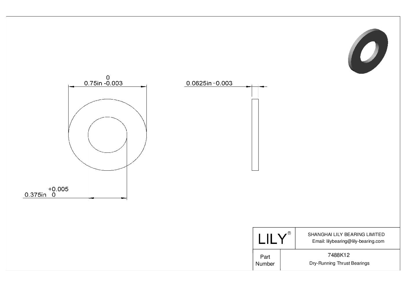 HEIIKBC Ultra-Low-Friction Dry-Running Thrust Bearings cad drawing