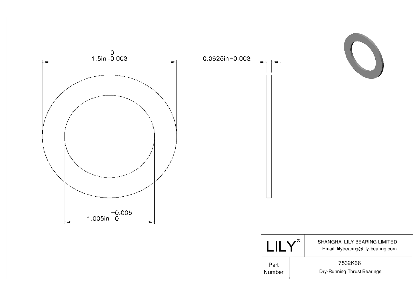 HFDCKGG Water-Resistant Dry-Running Thrust Bearings cad drawing
