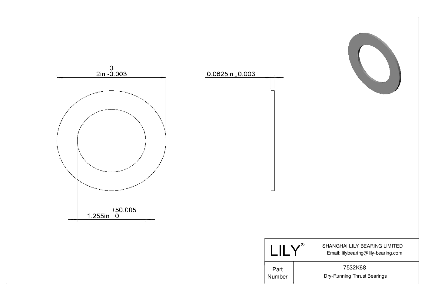 HFDCKGI Water-Resistant Dry-Running Thrust Bearings cad drawing