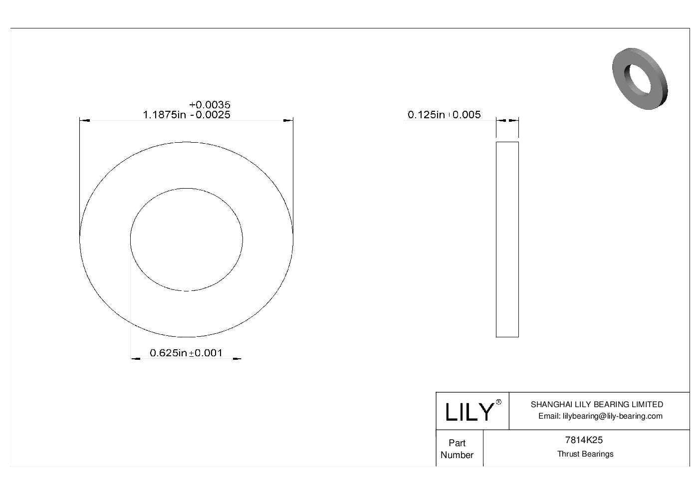 7814K25 Multipurpose Thrust Bearings Lily Bearing