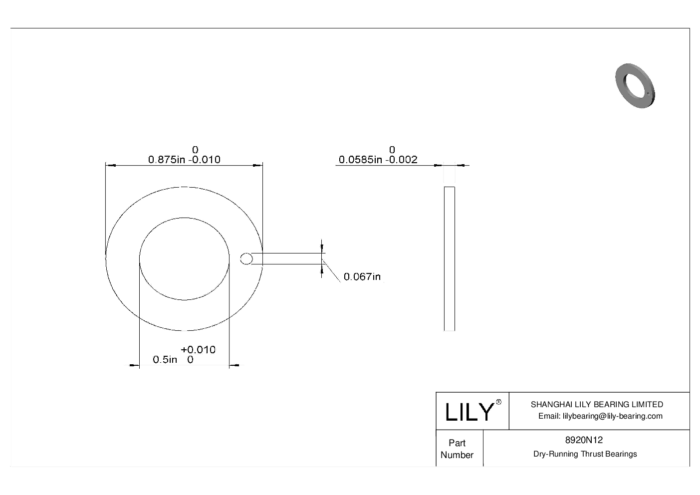 IJCANBC Light Duty Dry-Running Thrust Bearings cad drawing