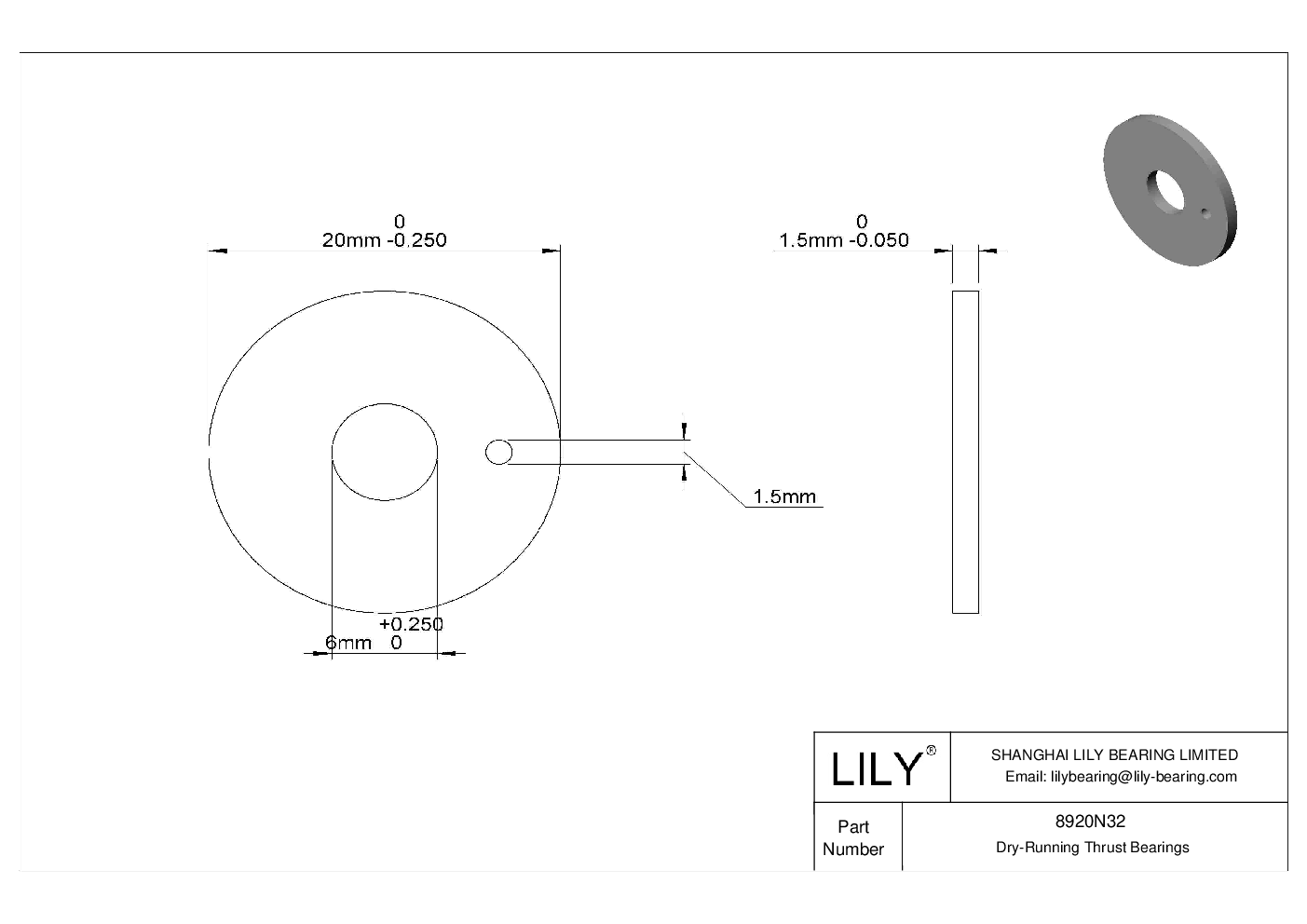 IJCANDC Light Duty Dry-Running Thrust Bearings cad drawing
