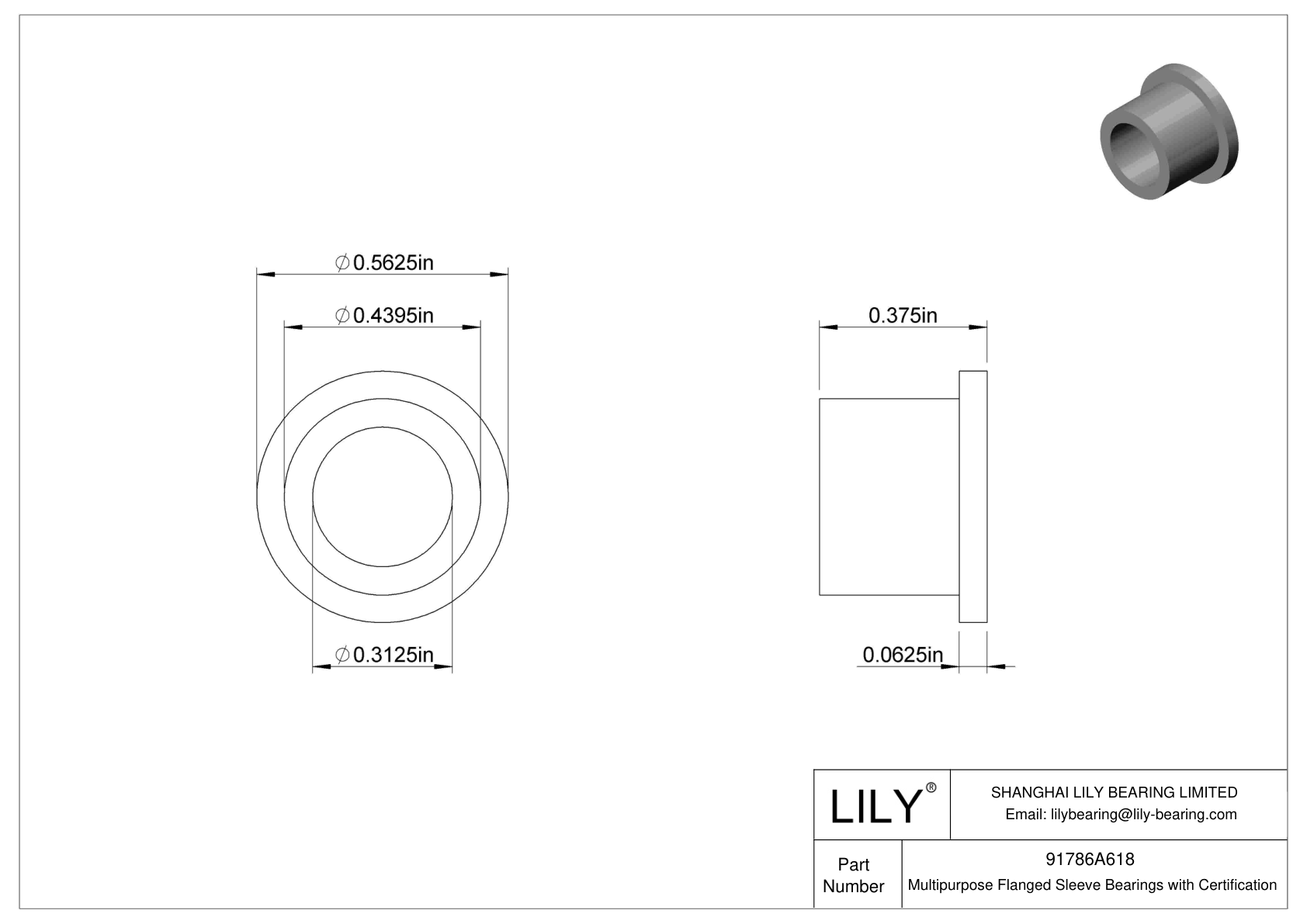 91786A618 Multipurpose Flanged Sleeve Bearings with Certification