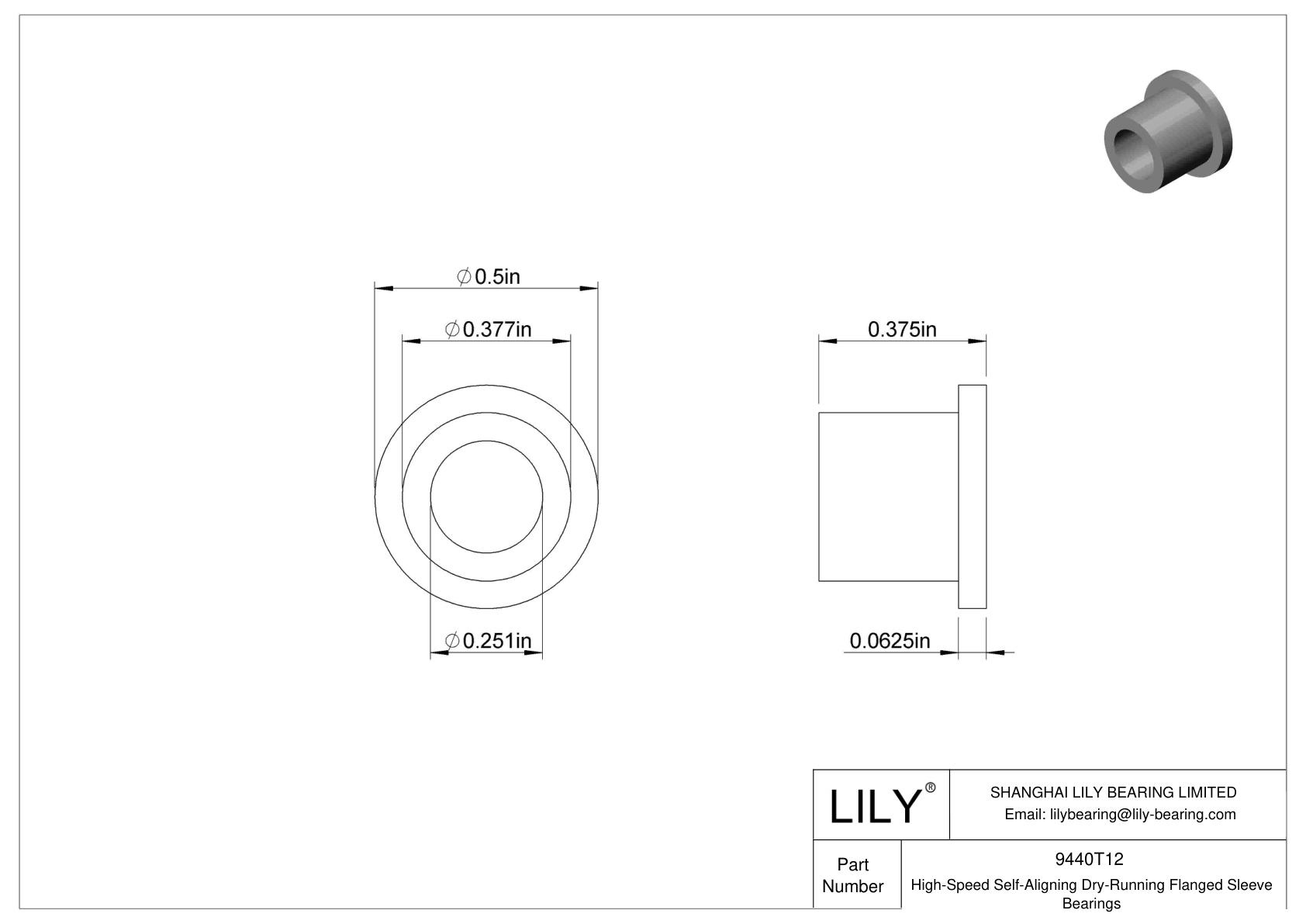 JEEATBC High-Temperature Dry-Running Flanged Sleeve Bearings cad drawing