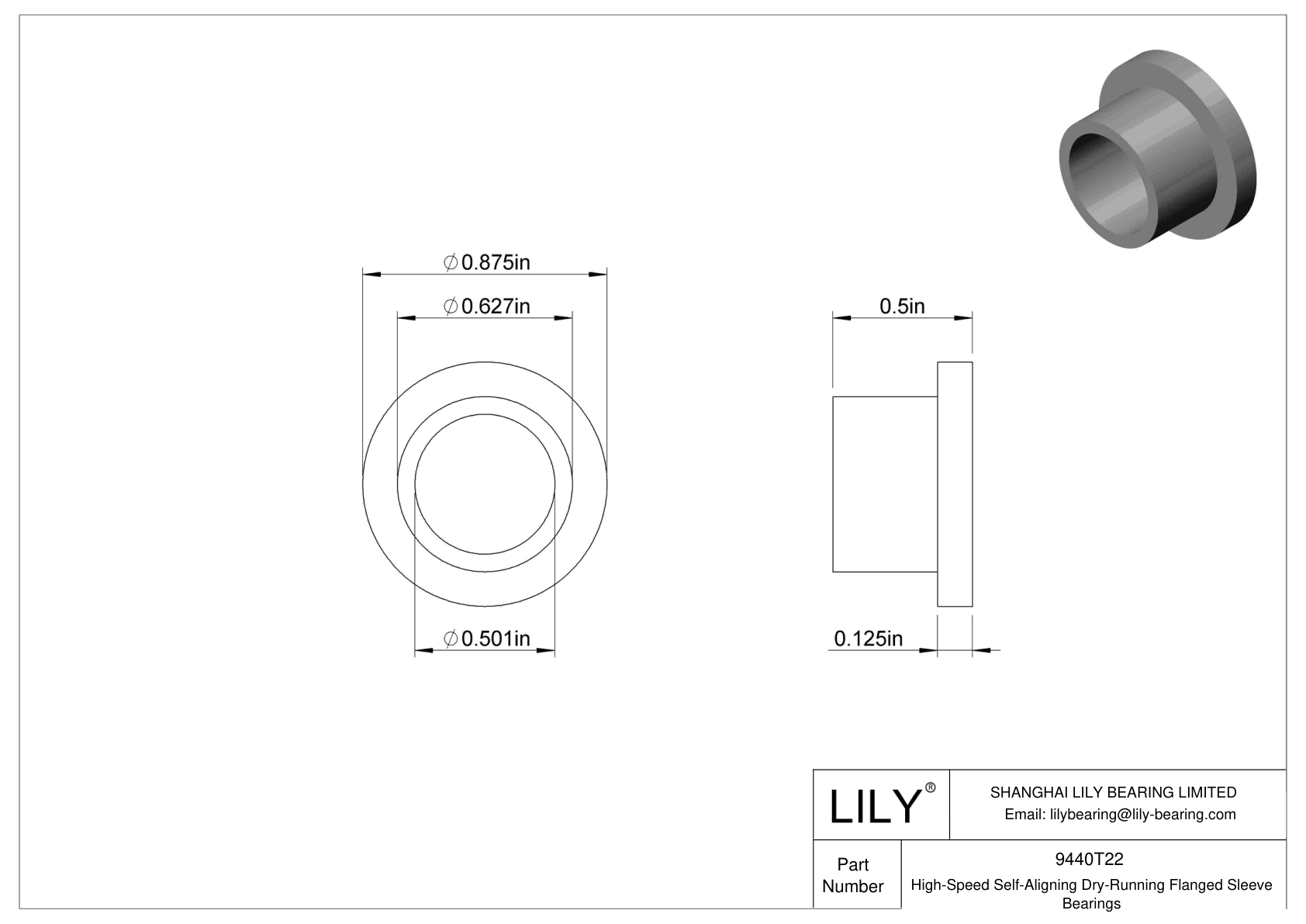 JEEATCC High-Temperature Dry-Running Flanged Sleeve Bearings cad drawing