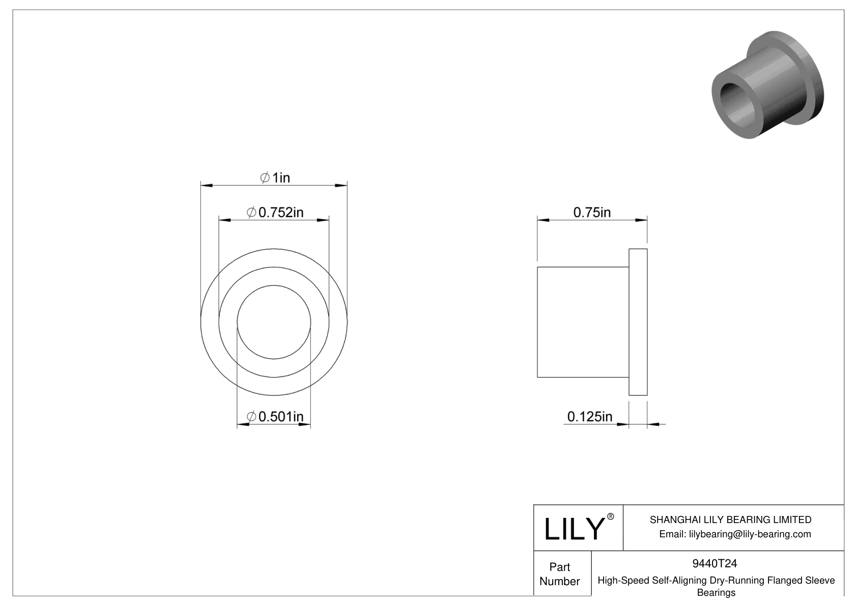 JEEATCE High-Temperature Dry-Running Flanged Sleeve Bearings cad drawing