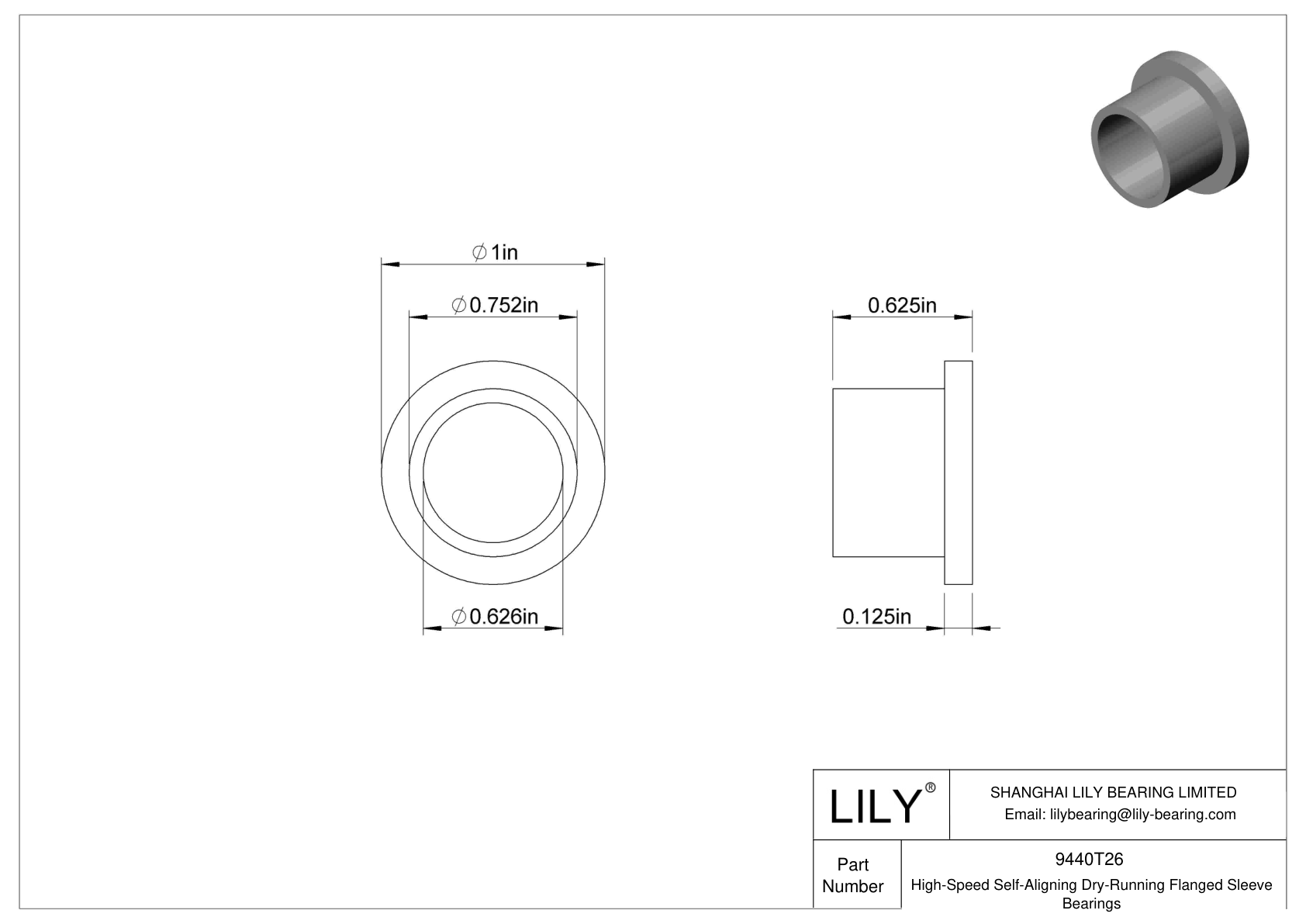 JEEATCG High-Temperature Dry-Running Flanged Sleeve Bearings cad drawing
